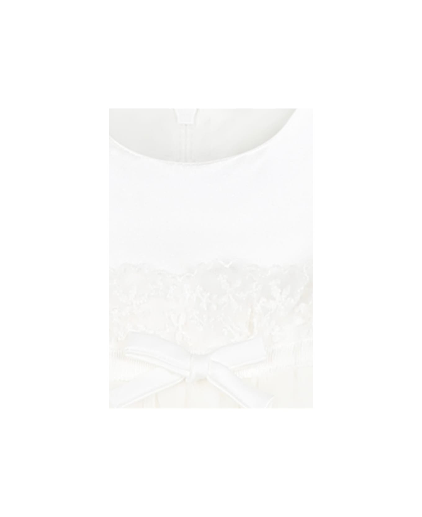 Monnalisa White Dress For Baby Girl With Embroidery - White