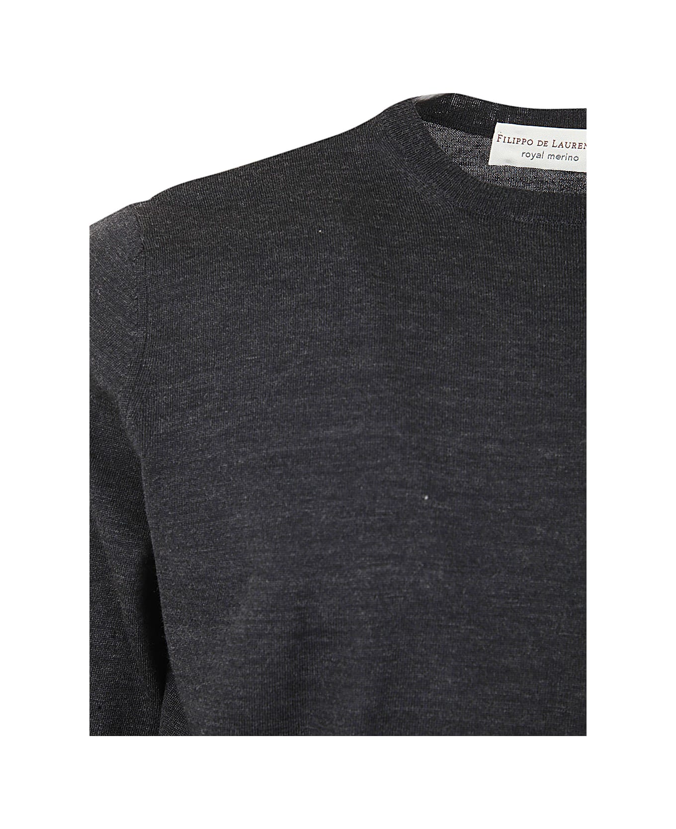 Filippo De Laurentiis Royal Merino Long Sleeves Crew Neck Sweater - Anthracite ニットウェア