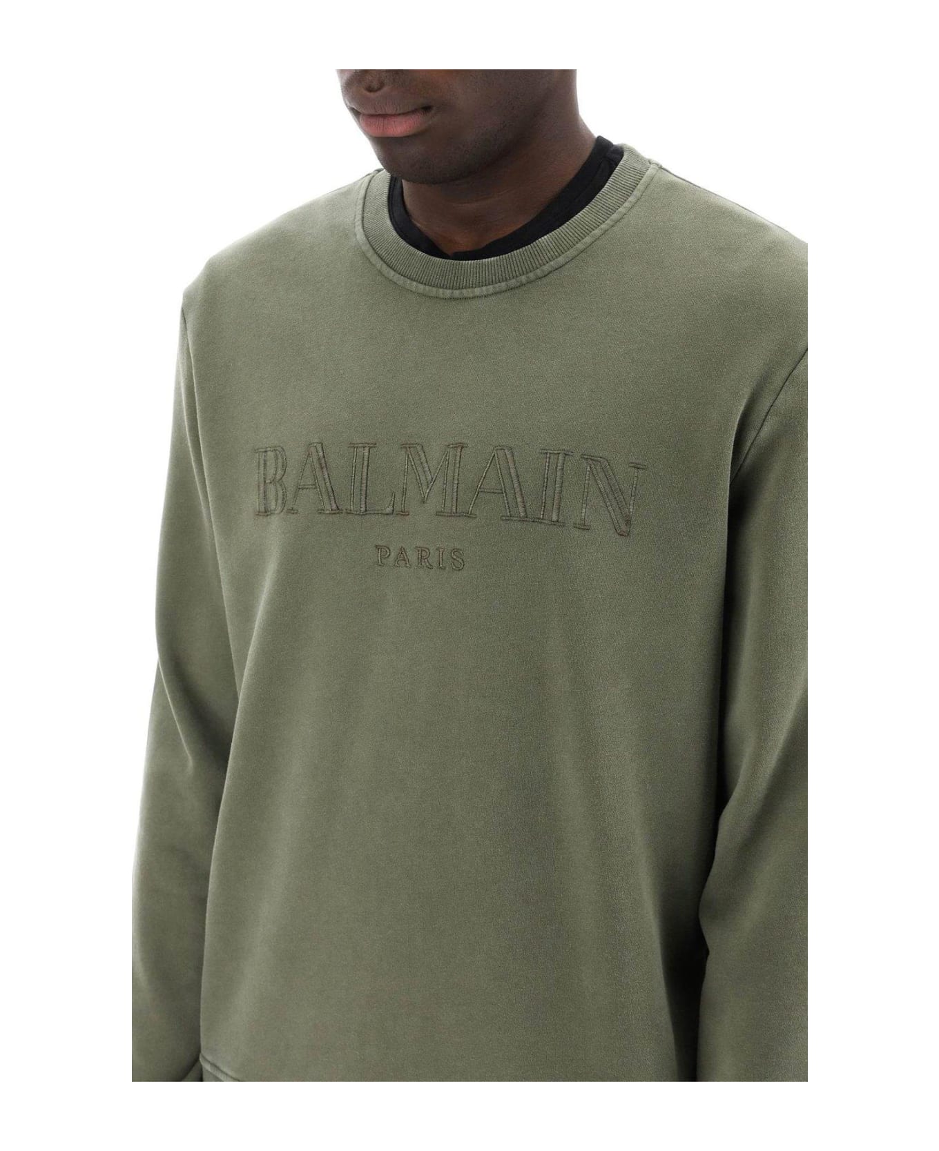 Balmain Vintage Logo Embroidered Sweatshirt - KAKI KAKI (Green)