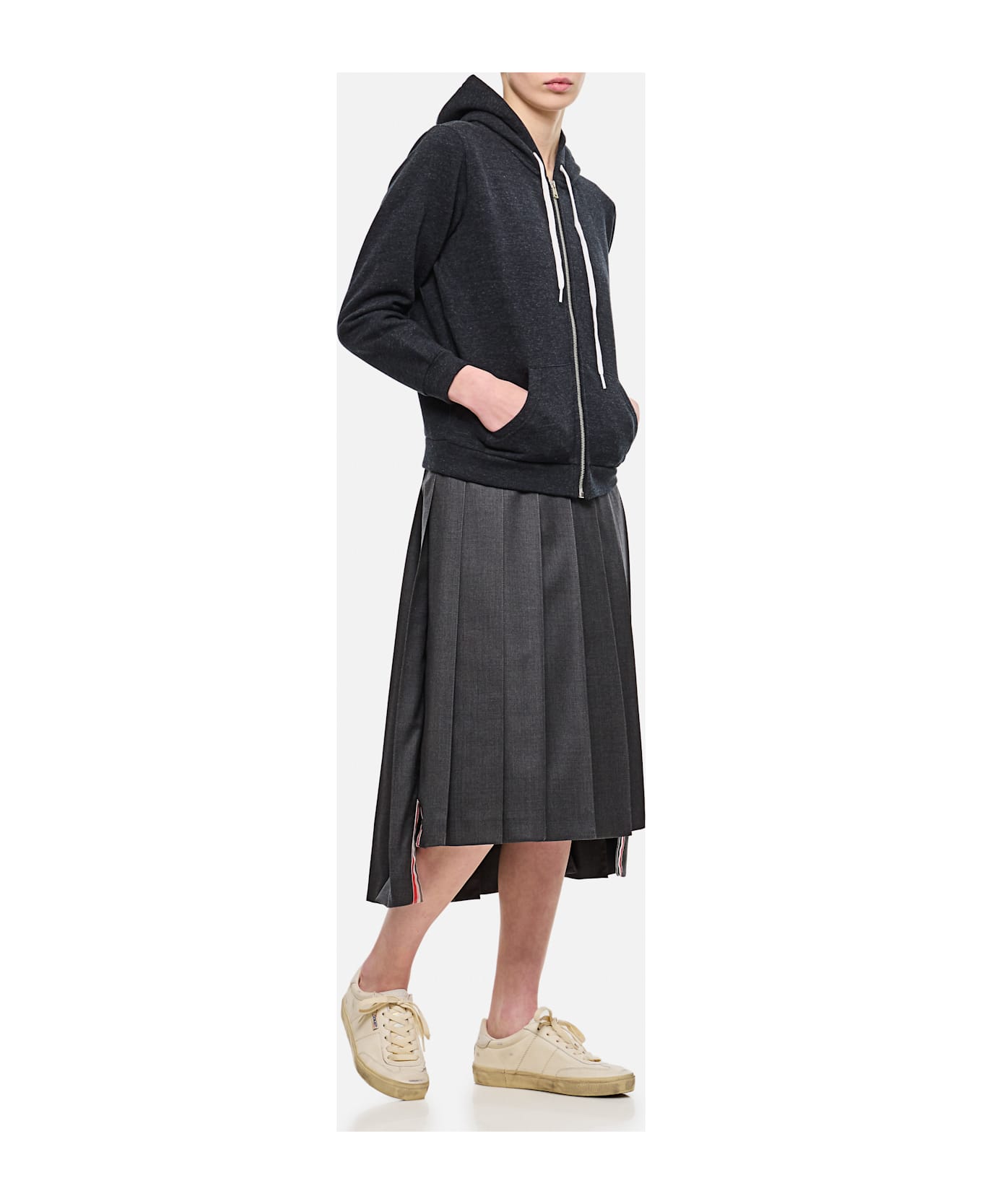 Thom Browne Pleated Midi Skirt - Grey