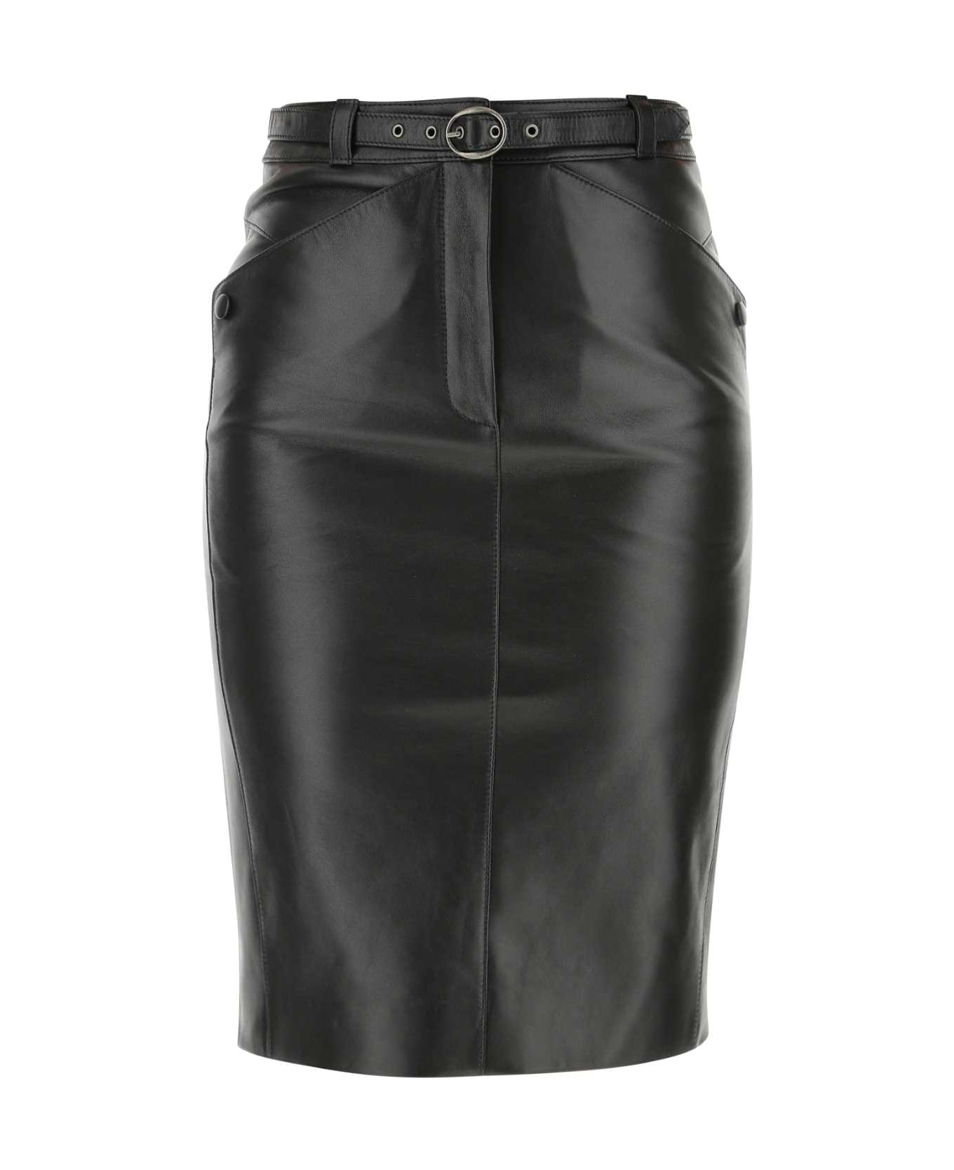Saint Laurent Black Nappa Leather Skirt - 1000