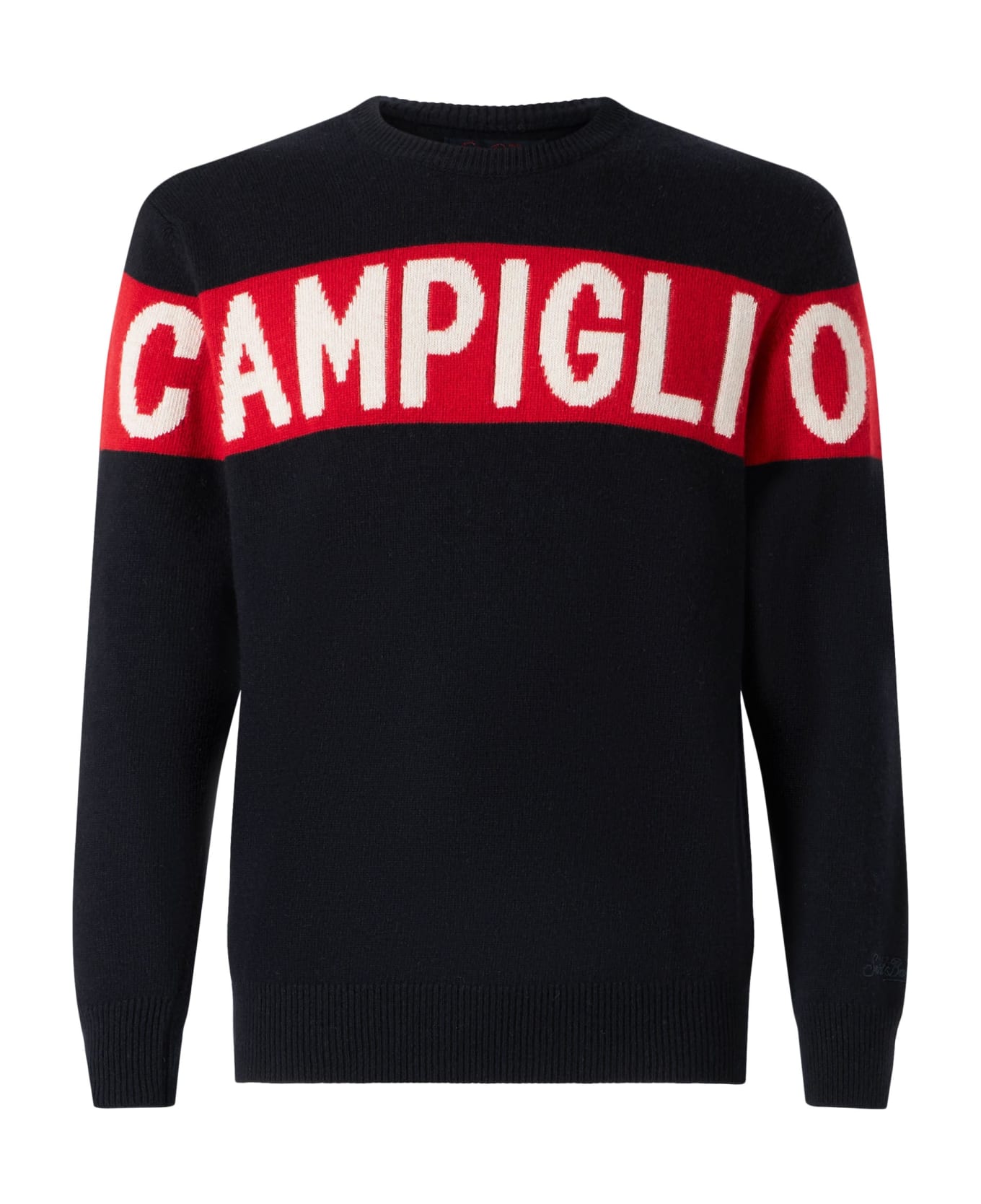 MC2 Saint Barth Campiglio Blended Cashmere Man's Sweater - BLUE
