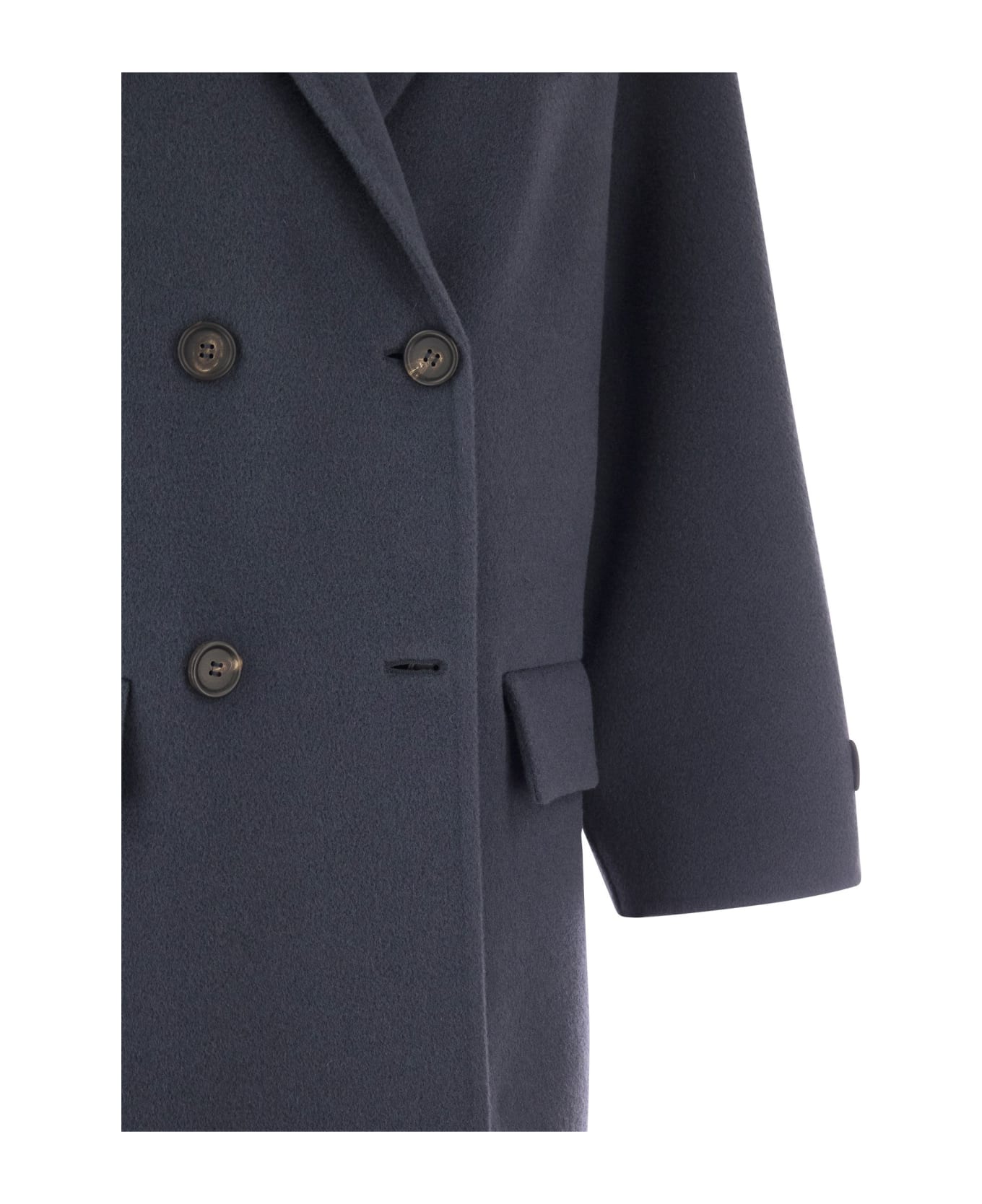 Brunello Cucinelli Wool And Cashmere Double-breasted Coat - Blue レインコート