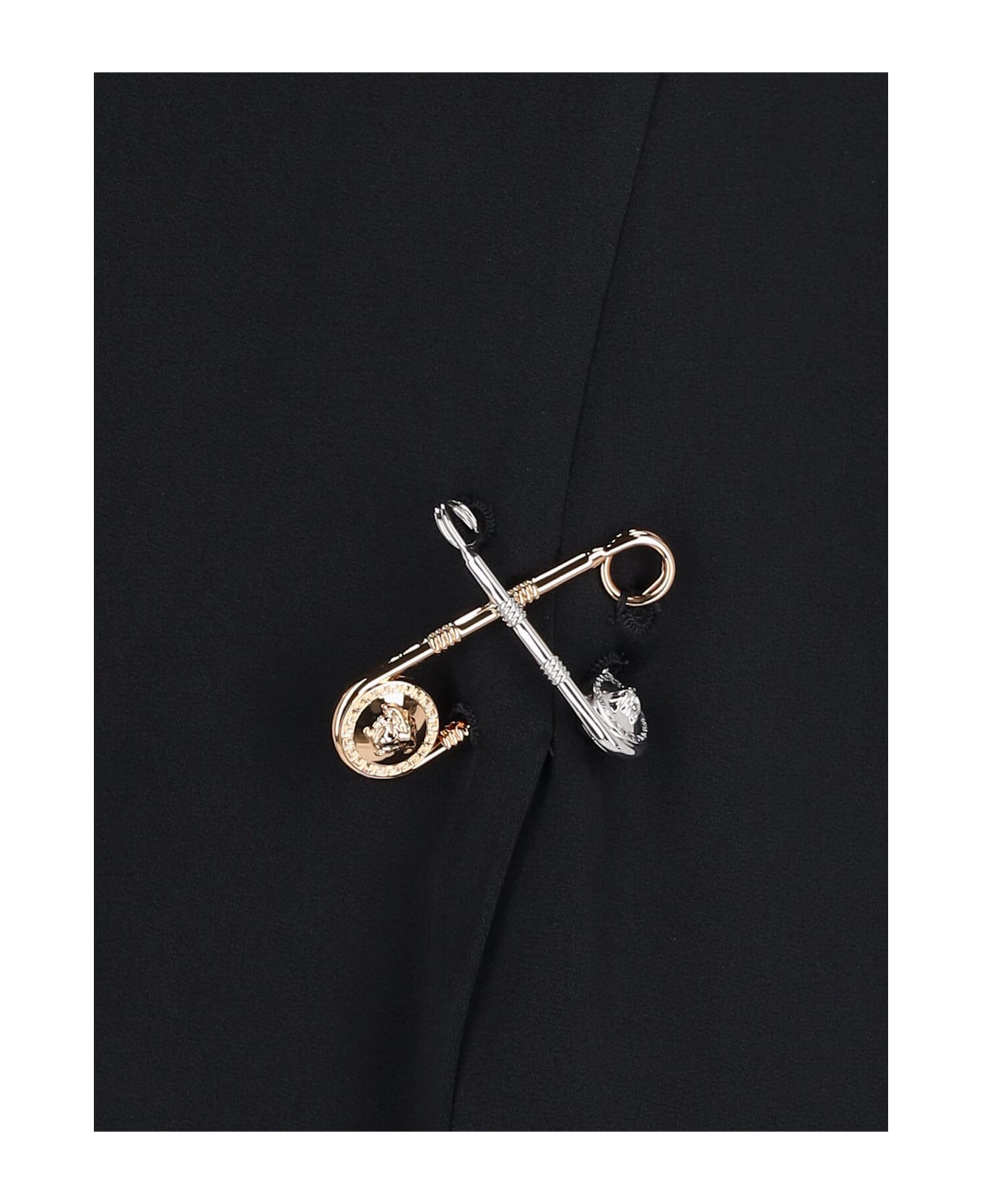 Versace 
safety Pin
 Flared Midi Skirt - Black