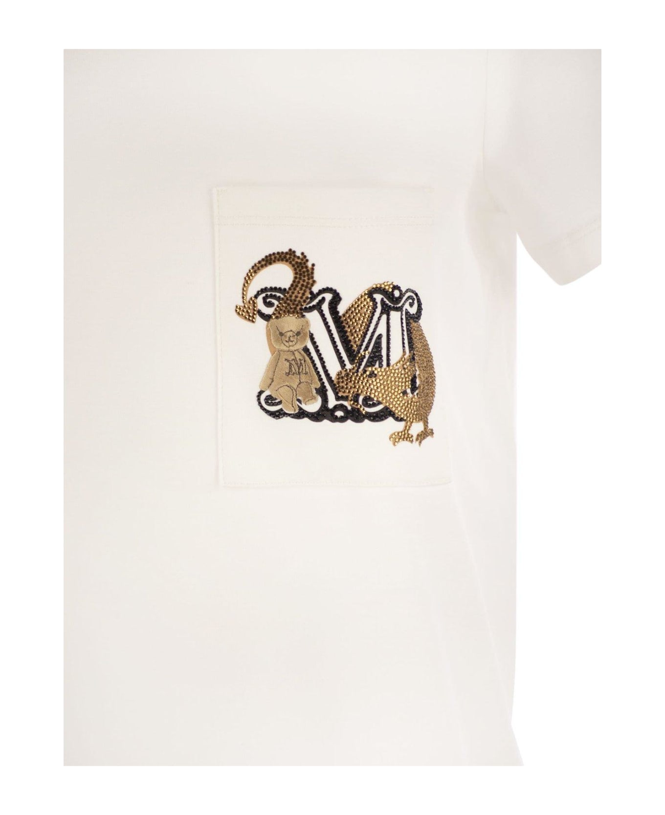 Max Mara Logo Embellished Crewneck T-shirt - White Tシャツ