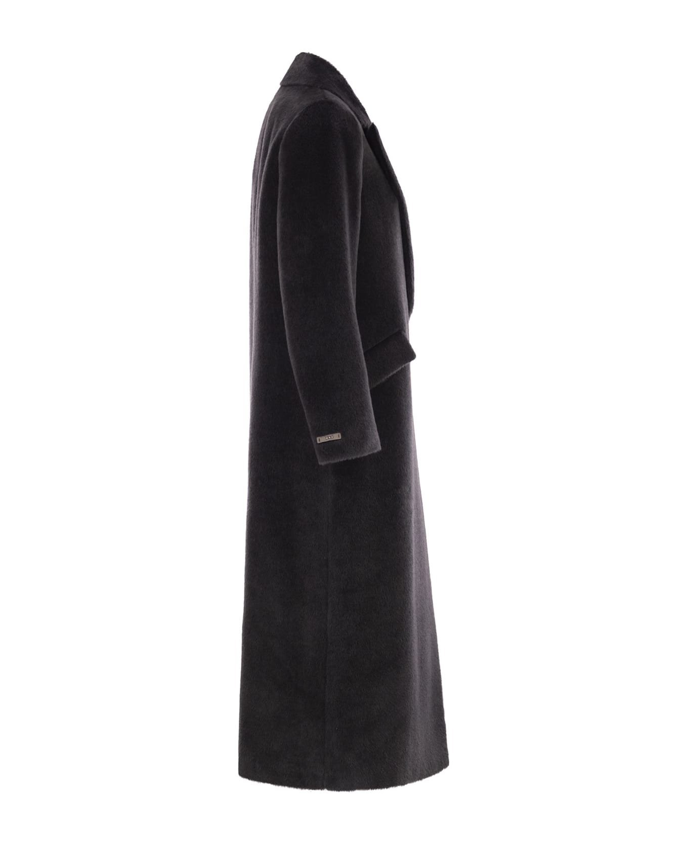 Peserico Long-haired Coat In Alpaca And Wool - Anthracite