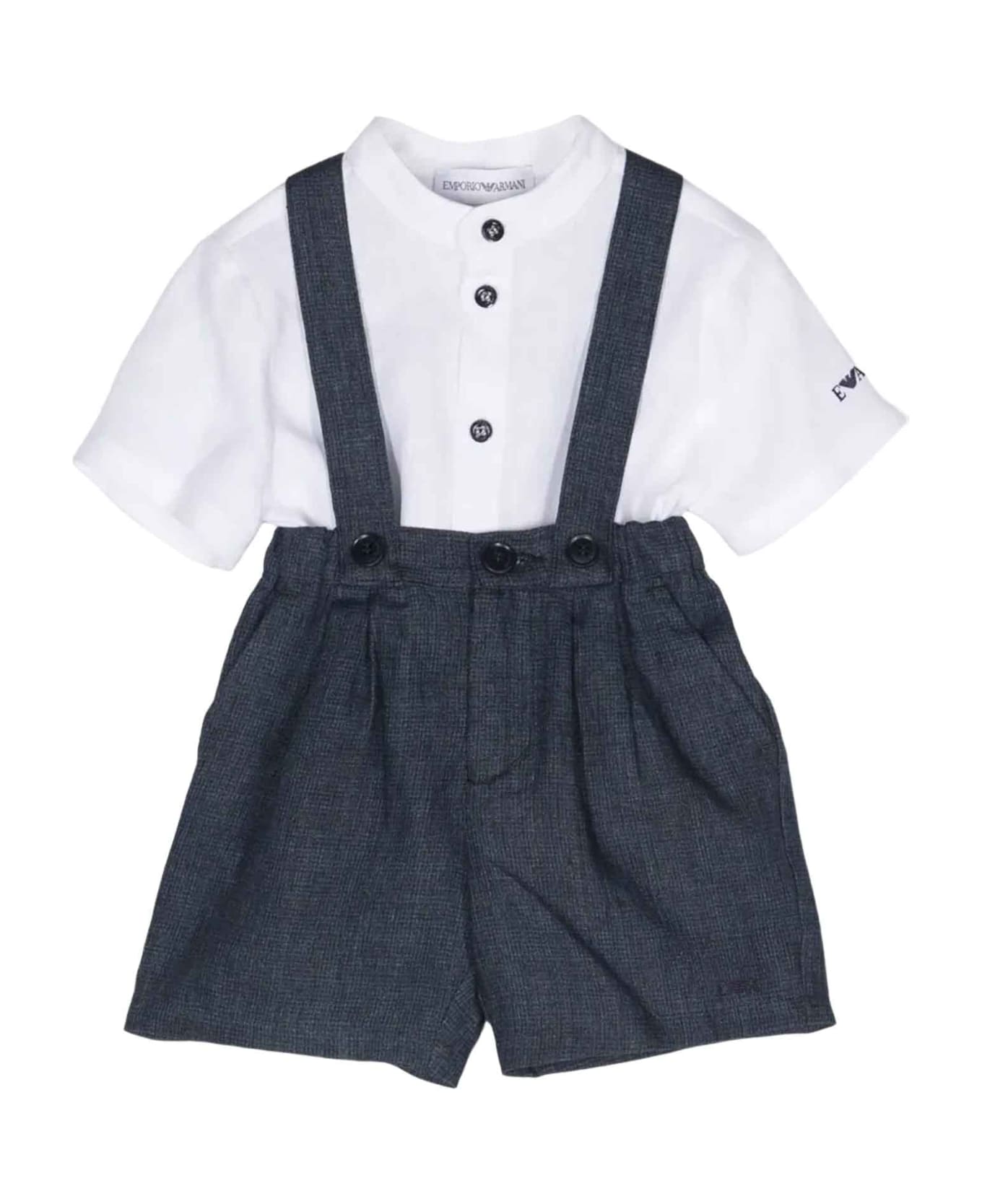 Emporio Armani Blue Shorts Set Baby Boy - Fant.Blu ボディスーツ＆セットアップ