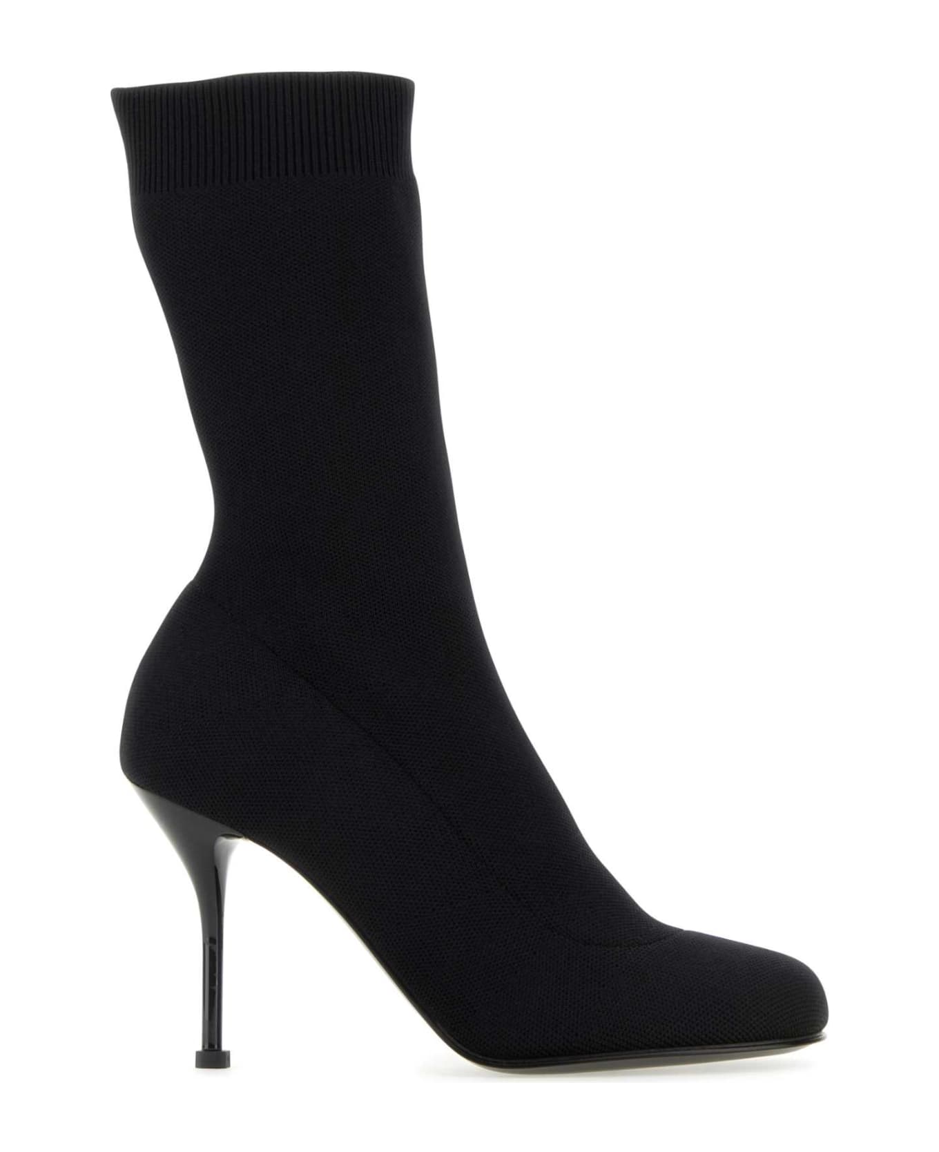 Alexander McQueen Black Stretch Nylon Ankle Boots - Black