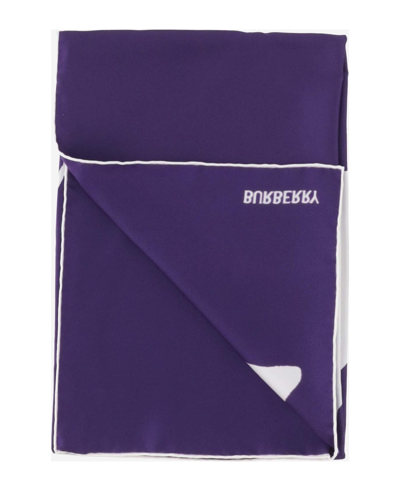Burberry Silk Scarf With Logo - Purple