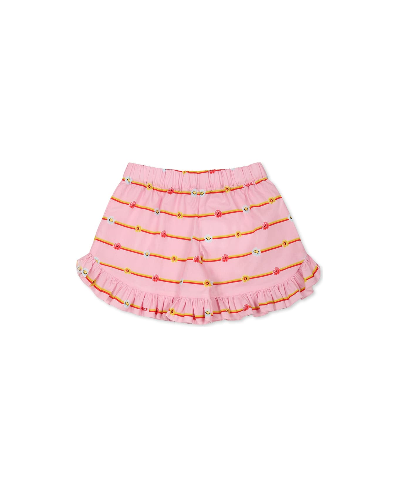 Versace Pink Shorts For Girl With Logo - Pink