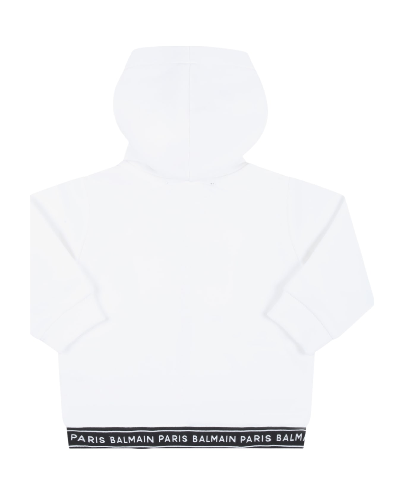 Balmain White Sweatshirt For Babies With Black Logo - White