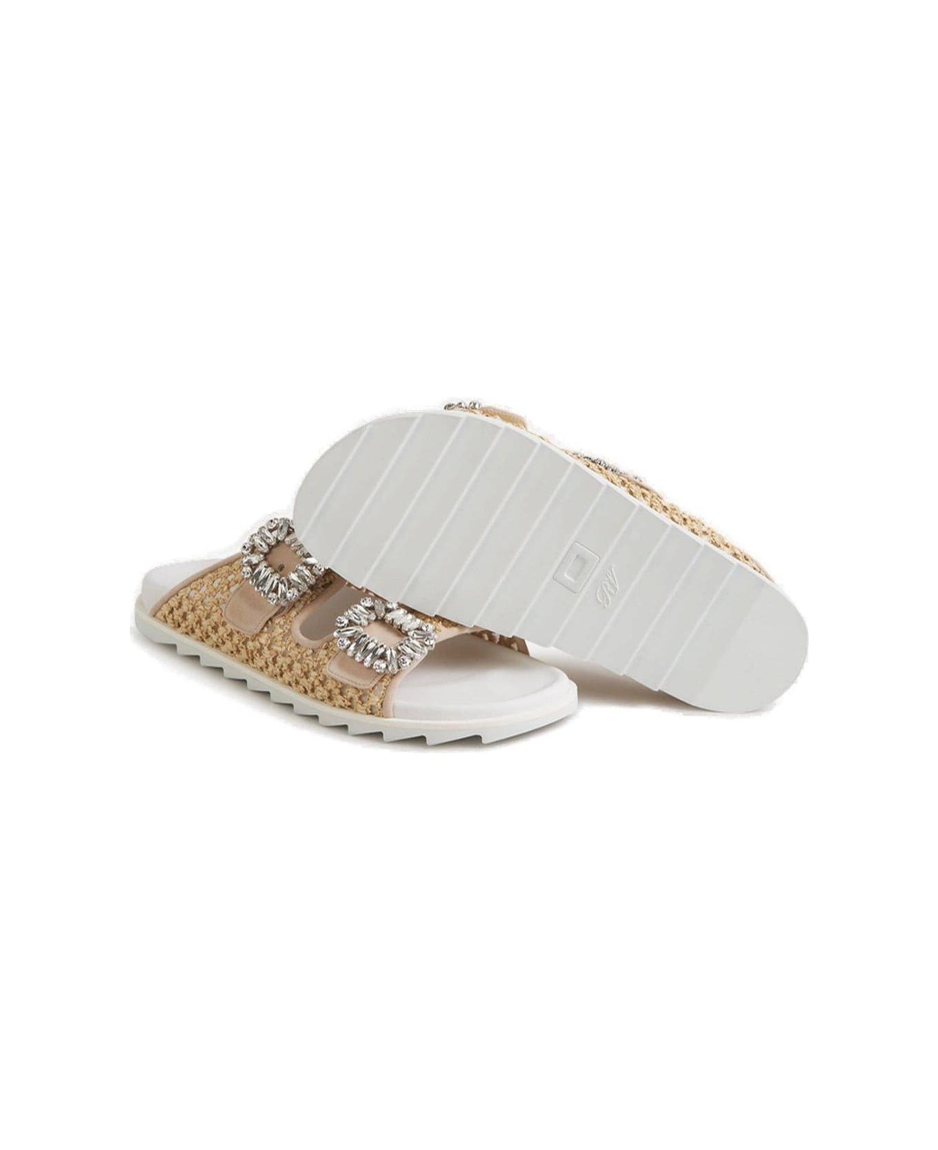 Roger Vivier Embellished Slip-on Sandals - Beige