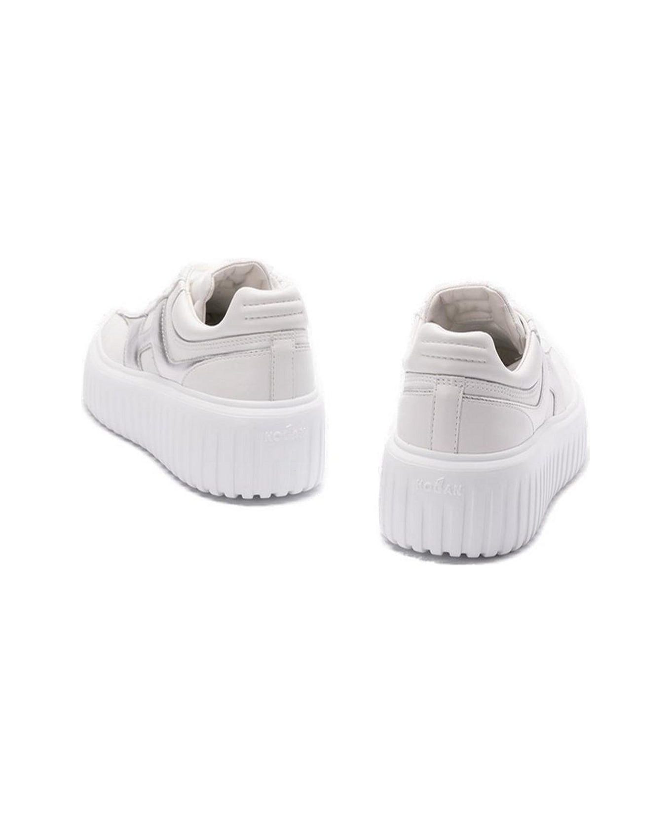 Hogan H-stripe Round Toe Sneakers - WHITE
