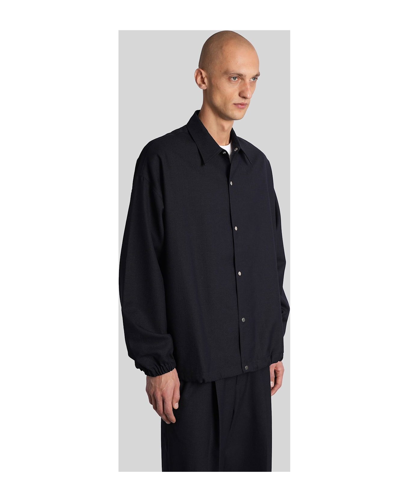Studio Nicholson Sphere Snm-1149 Casual Jacket In Blue Wool - blue
