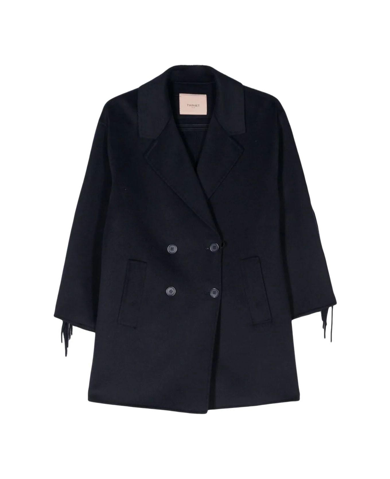 TwinSet Double Breasted Coat - Mid Blue