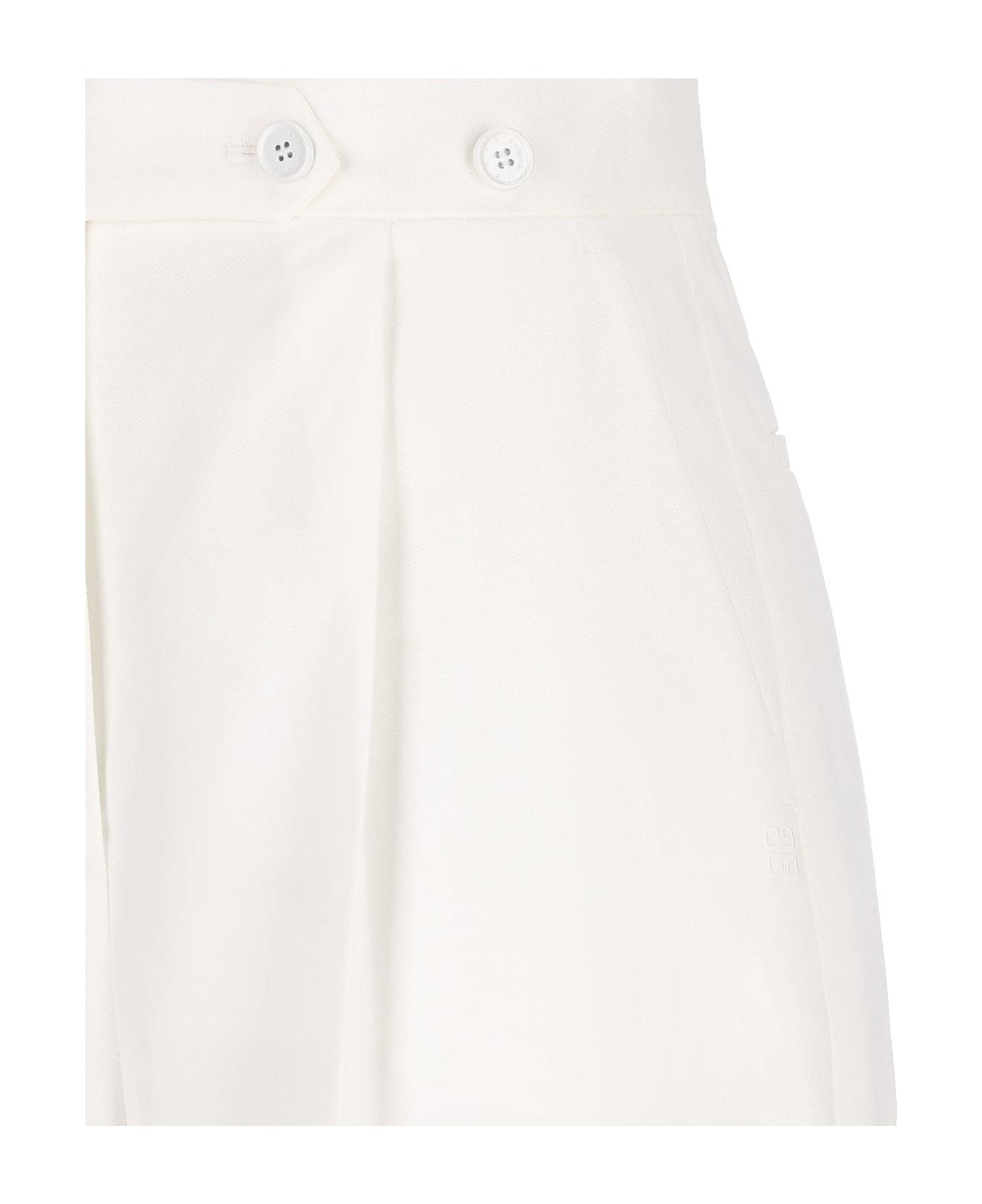 Givenchy 4g Embroidered Pleated Pants - WHITE