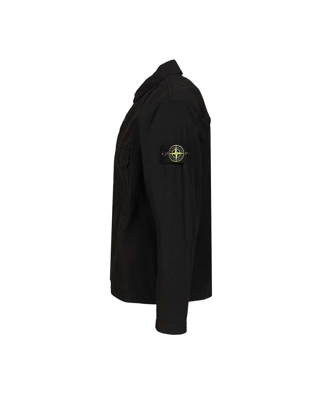 Stone Island Organic Cotton Ripstop, Garment Dyed - BLACK