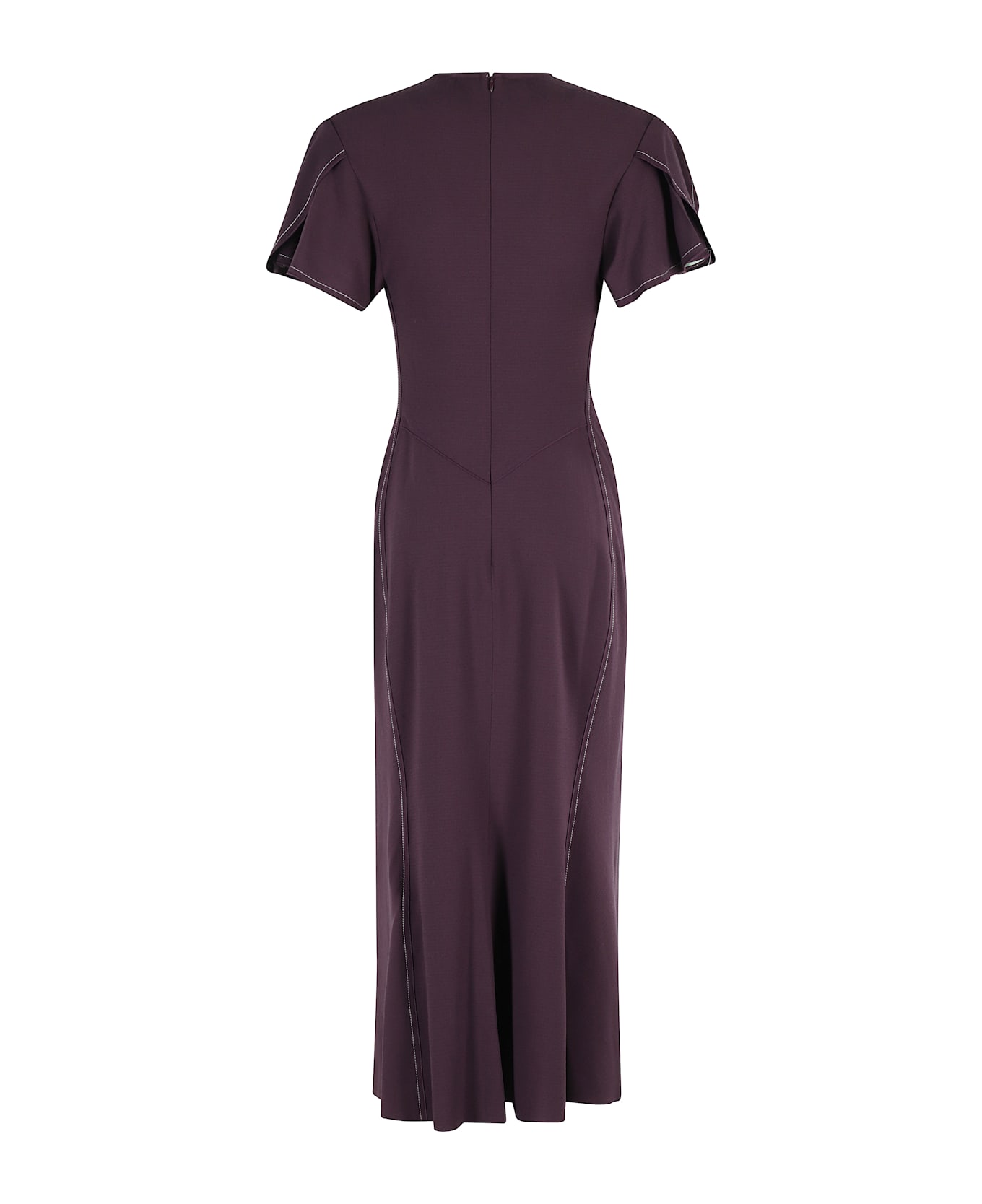 Victoria Beckham Gathered V-neck Midi Dress - FIG