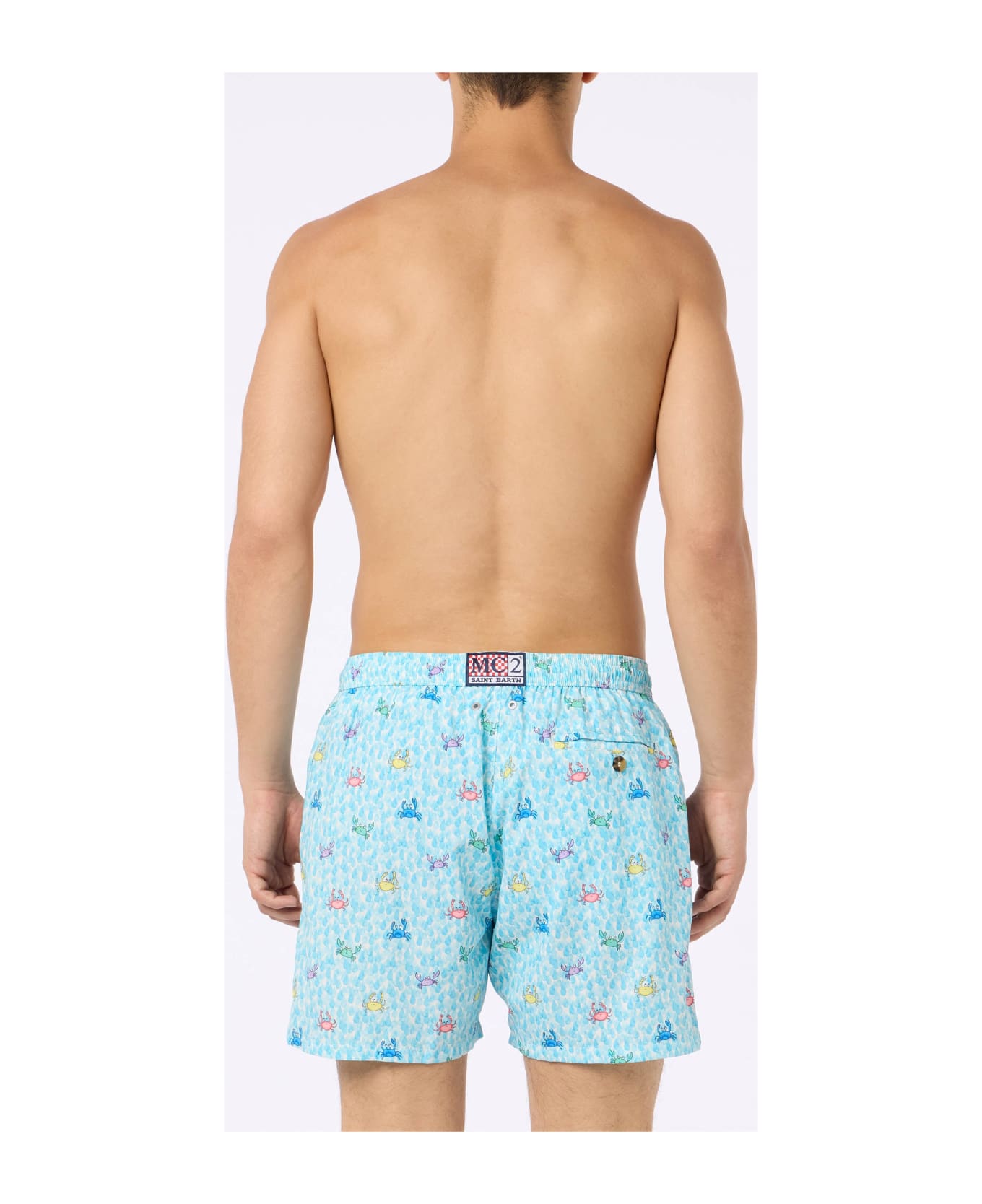 MC2 Saint Barth Comfort Light Classic Stretch Swim Shorts With Crabs Print - WHITE