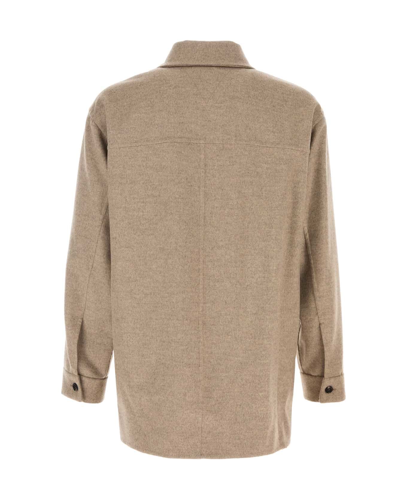 Bottega Veneta Cappuccino Flannel Shirt - SANDSHELLMELANGE