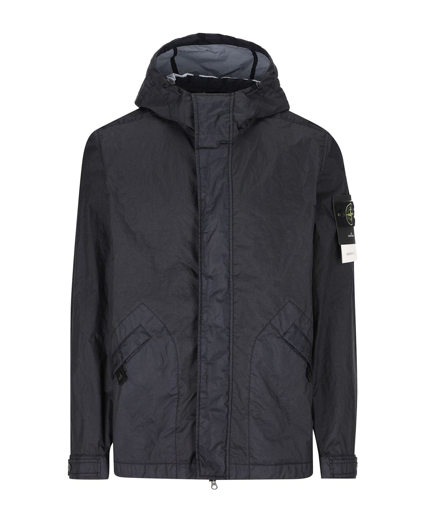 Stone Island Compass Patch Hooded Jacket - Blu