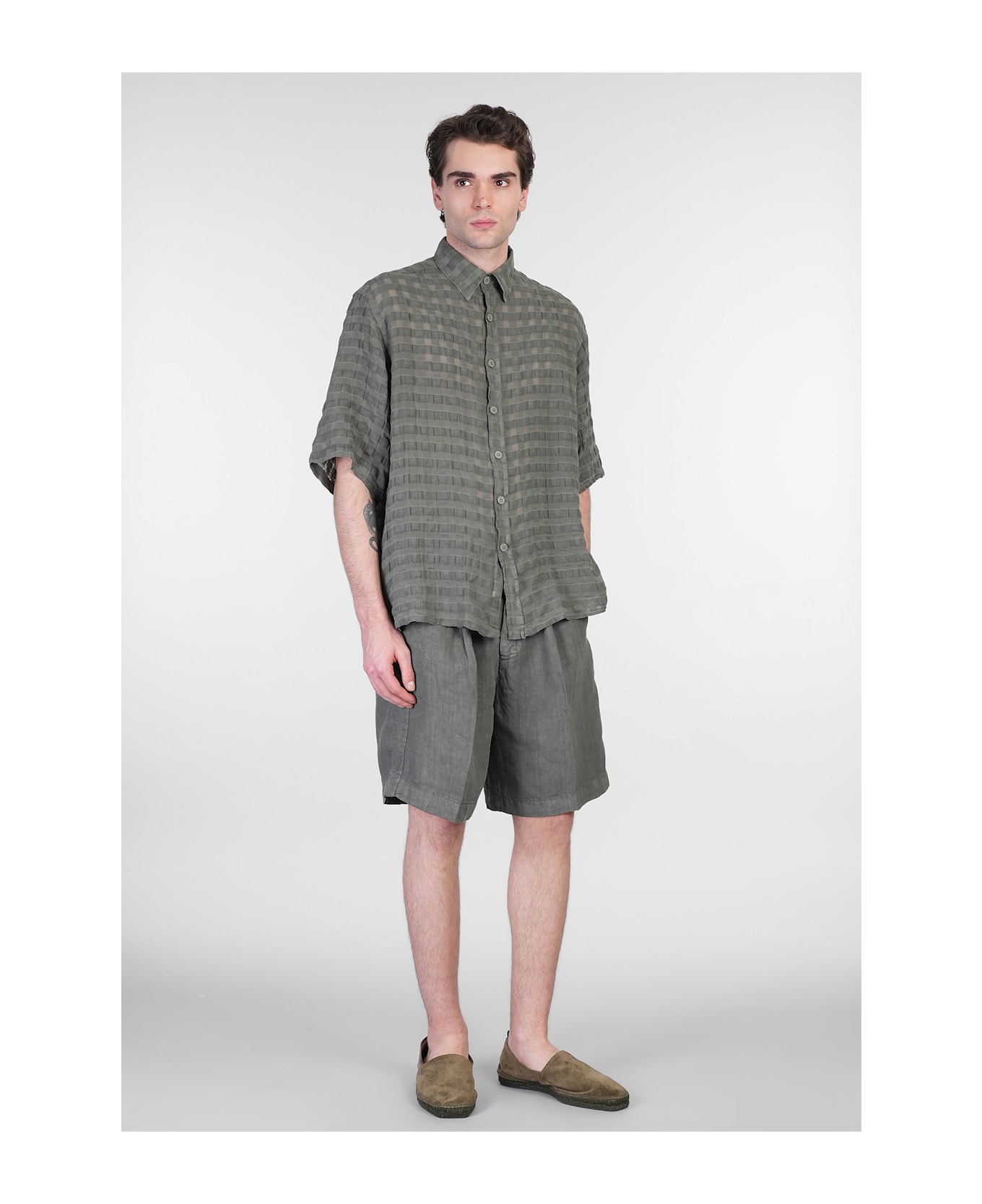 costumein Stefano Shirt In Green Linen - green