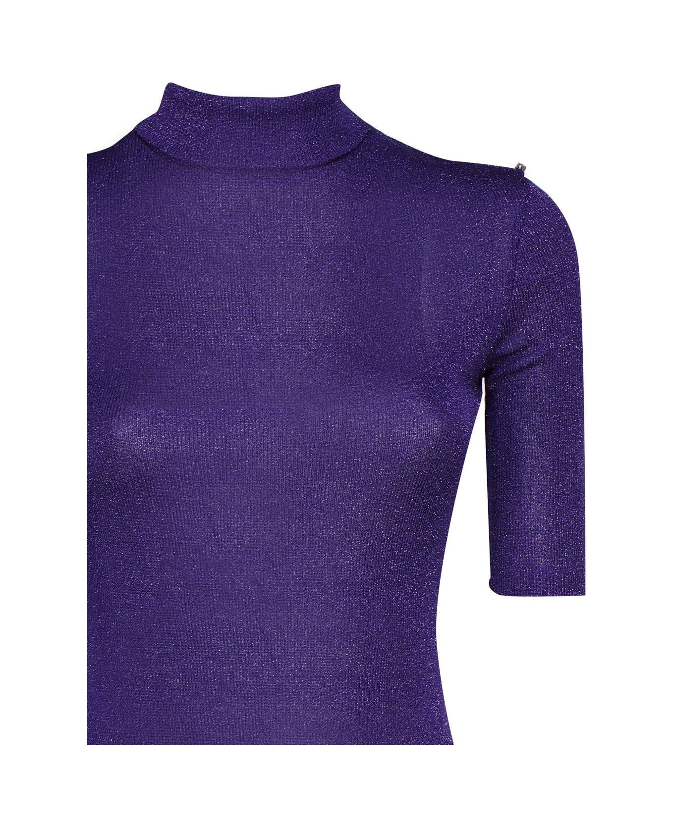 SportMax High Neck Short-sleeved Dress - Purple