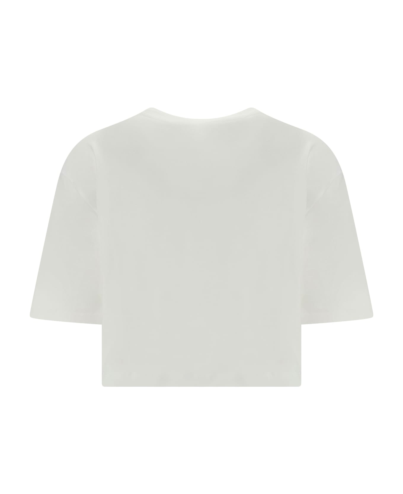 Balmain Cropped T-shirt With Metallic Logo - Gac Blanc Argent