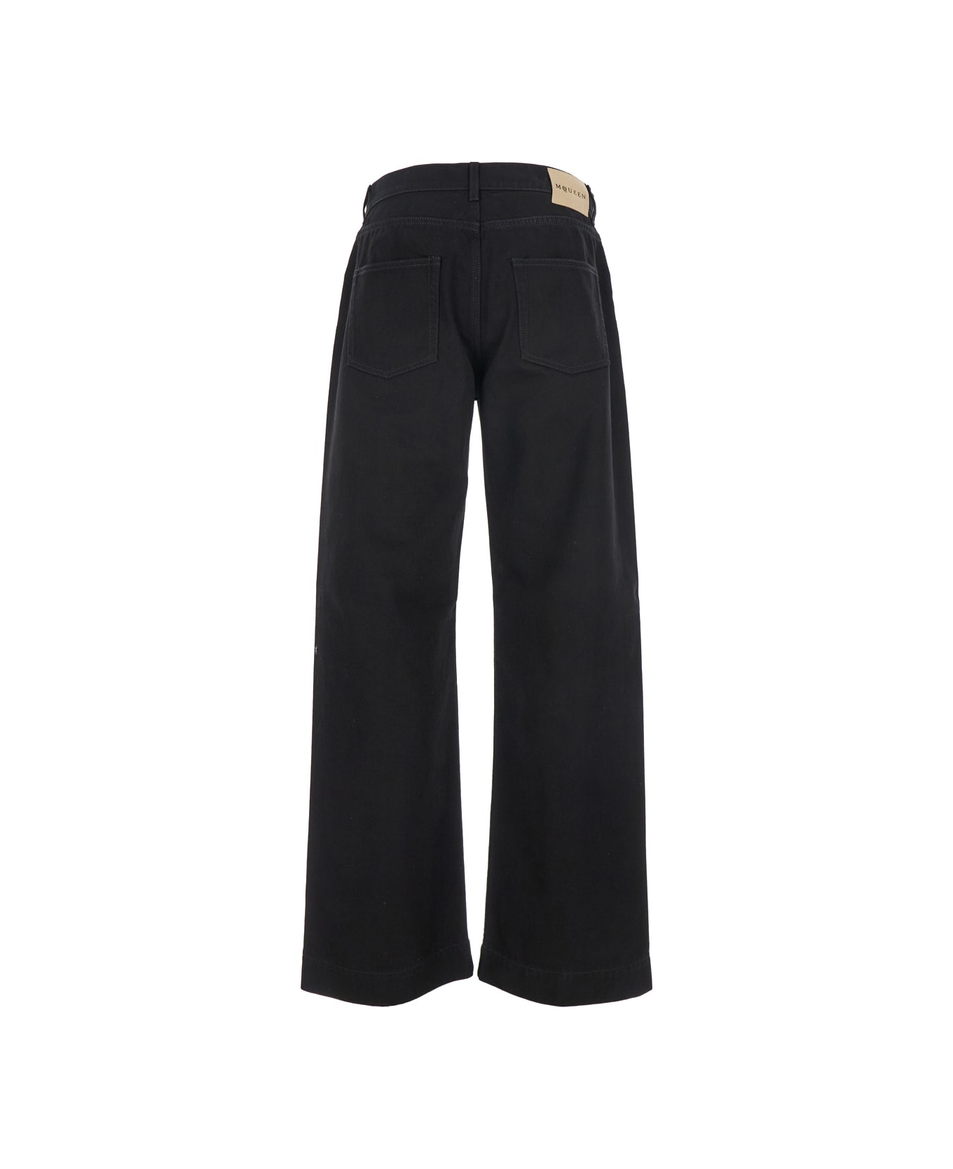 Alexander McQueen Black Jeans With Belt Loops And Logo Patch On The Rear In Denim Man - Black