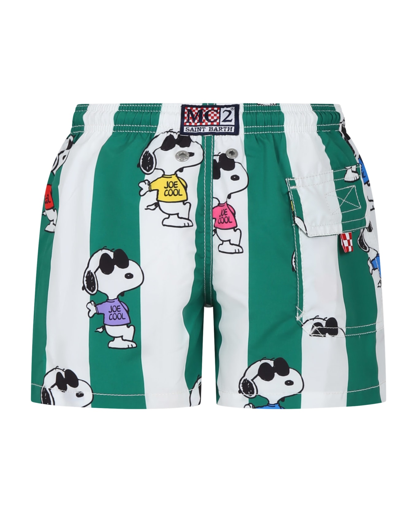 MC2 Saint Barth Green Swim Shorts For Boy With Snoopy Print - Green