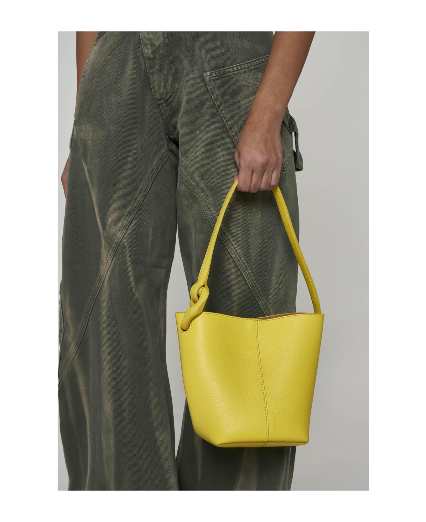 J.W. Anderson Corner Leather Small Bucket Bag - yellow