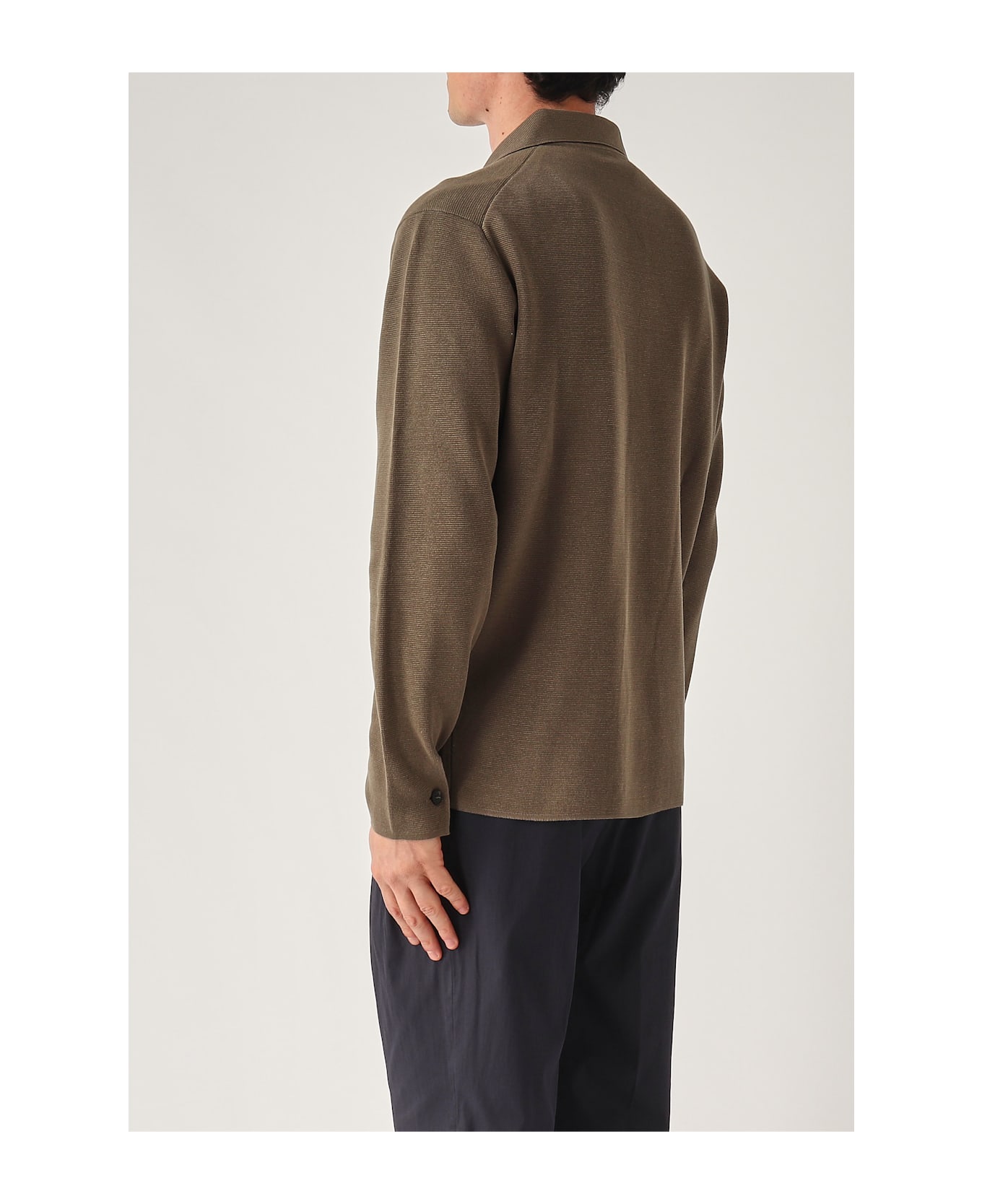 Filippo De Laurentiis Overshirt In Maglia M/l In Crepe Cotton Blazer - OLIVA