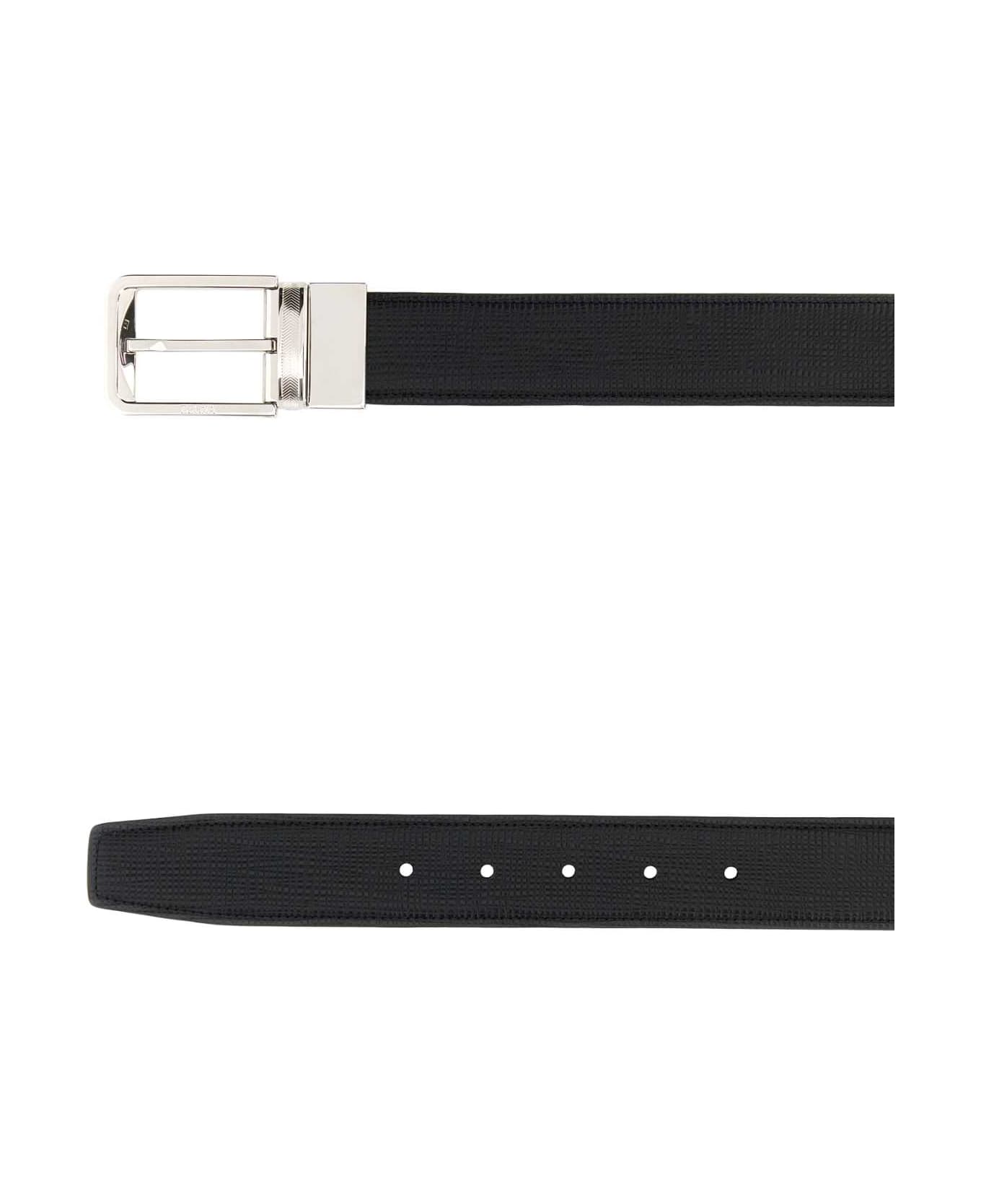 Zegna Black Leather Reversible Belt - NER
