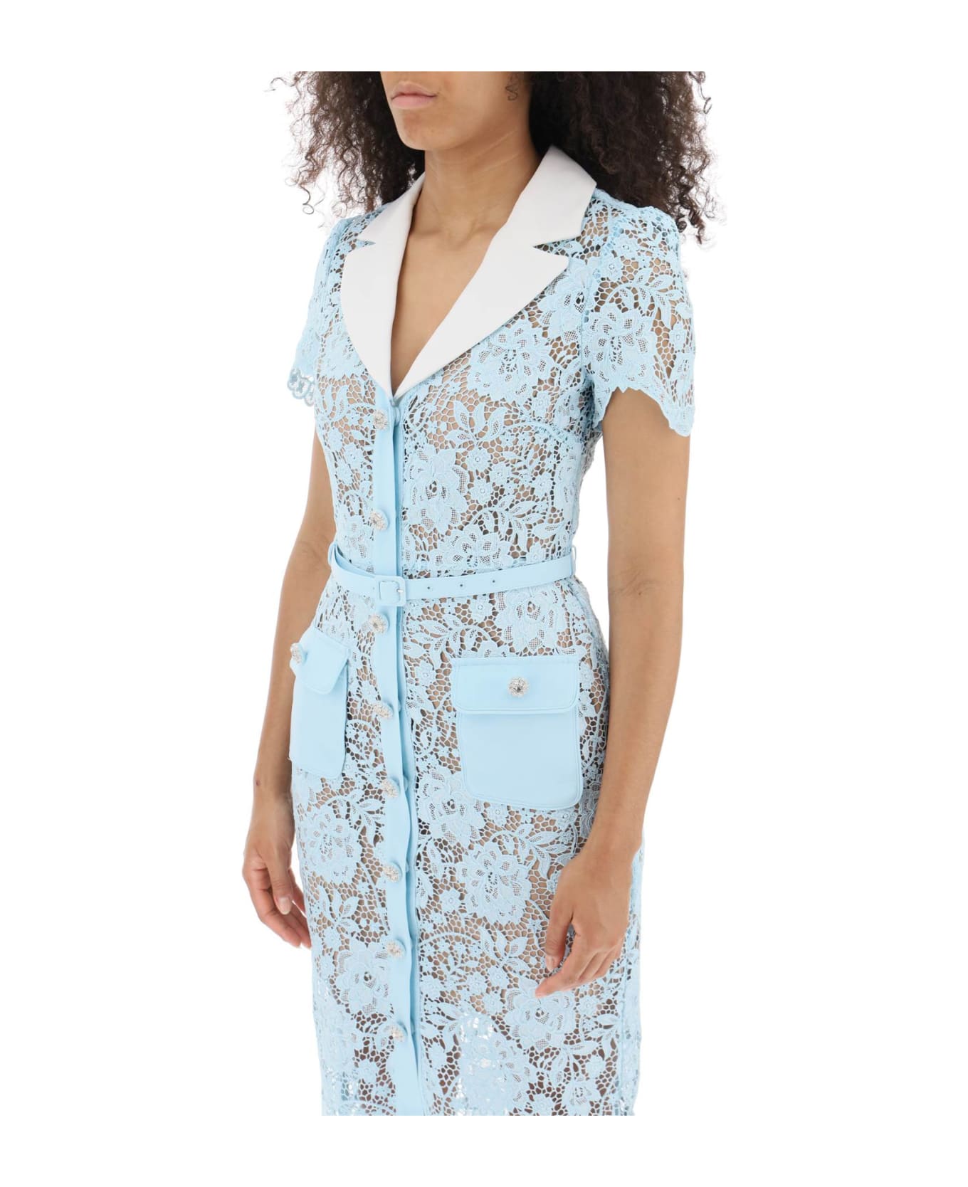 self-portrait Light Blue Polyester Dress - BLUE