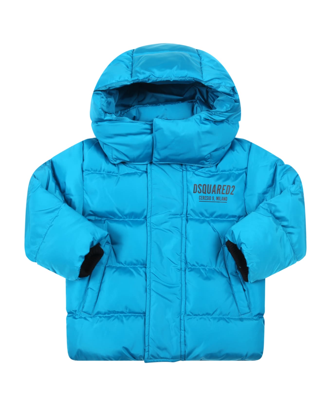 Dsquared2 Light Blue Jacket For Baby Boy With Logo - Light Blue
