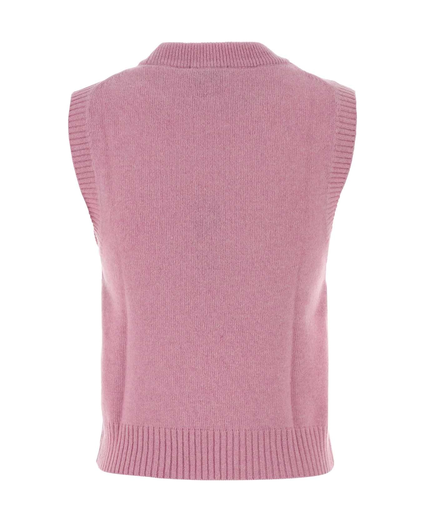 Ganni Pink Wool Blend Vest - CHALKPINK