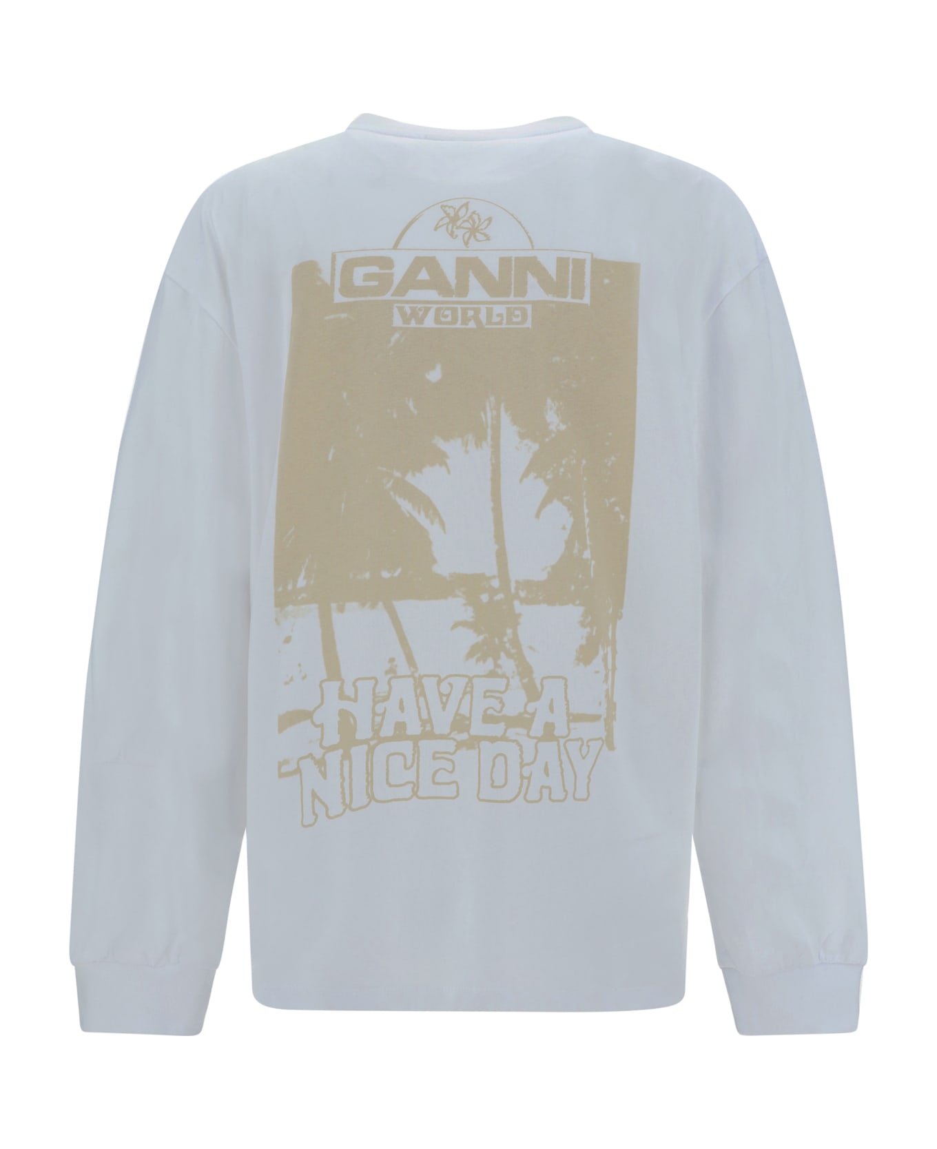 Ganni Long Sleeve Jersey - Bright White