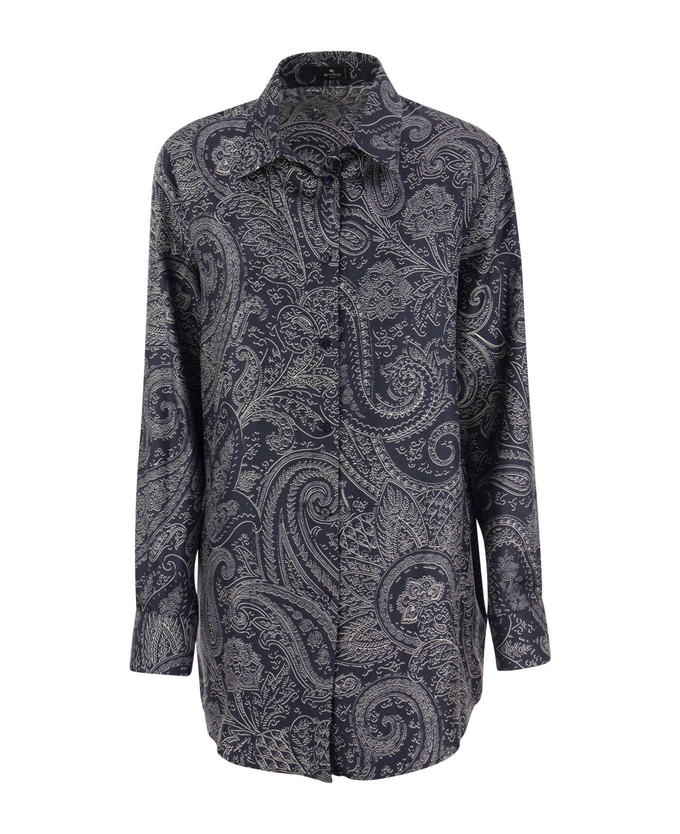 Etro Silk Shirt With Paisley Print - Blue