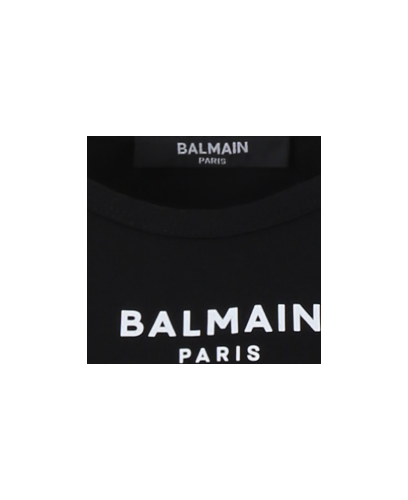 Balmain Black Tank Top For Girl With Logo - Black