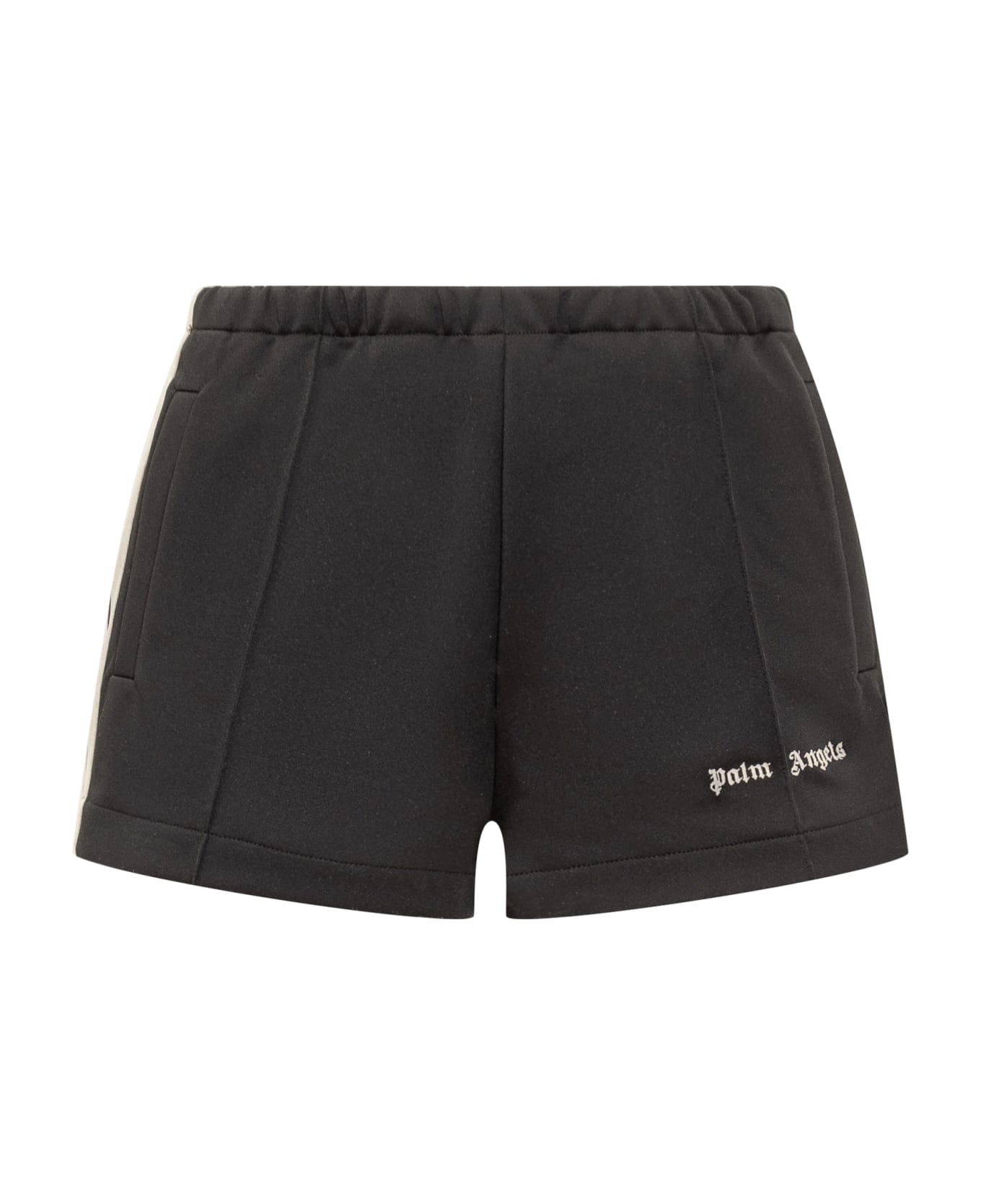 Palm Angels Black Polyester Sporty Shorts - BLACK OFF WHITE