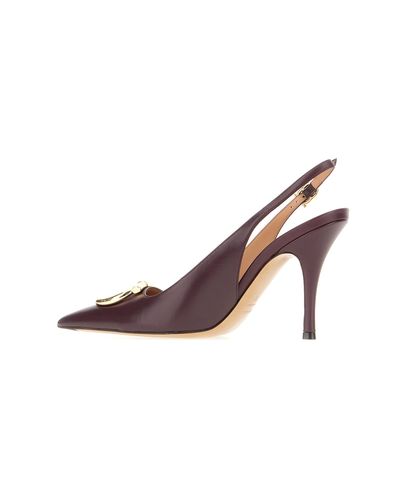 Ferragamo Aubergine Leather Pumps - OXBLOOD AMARETTI