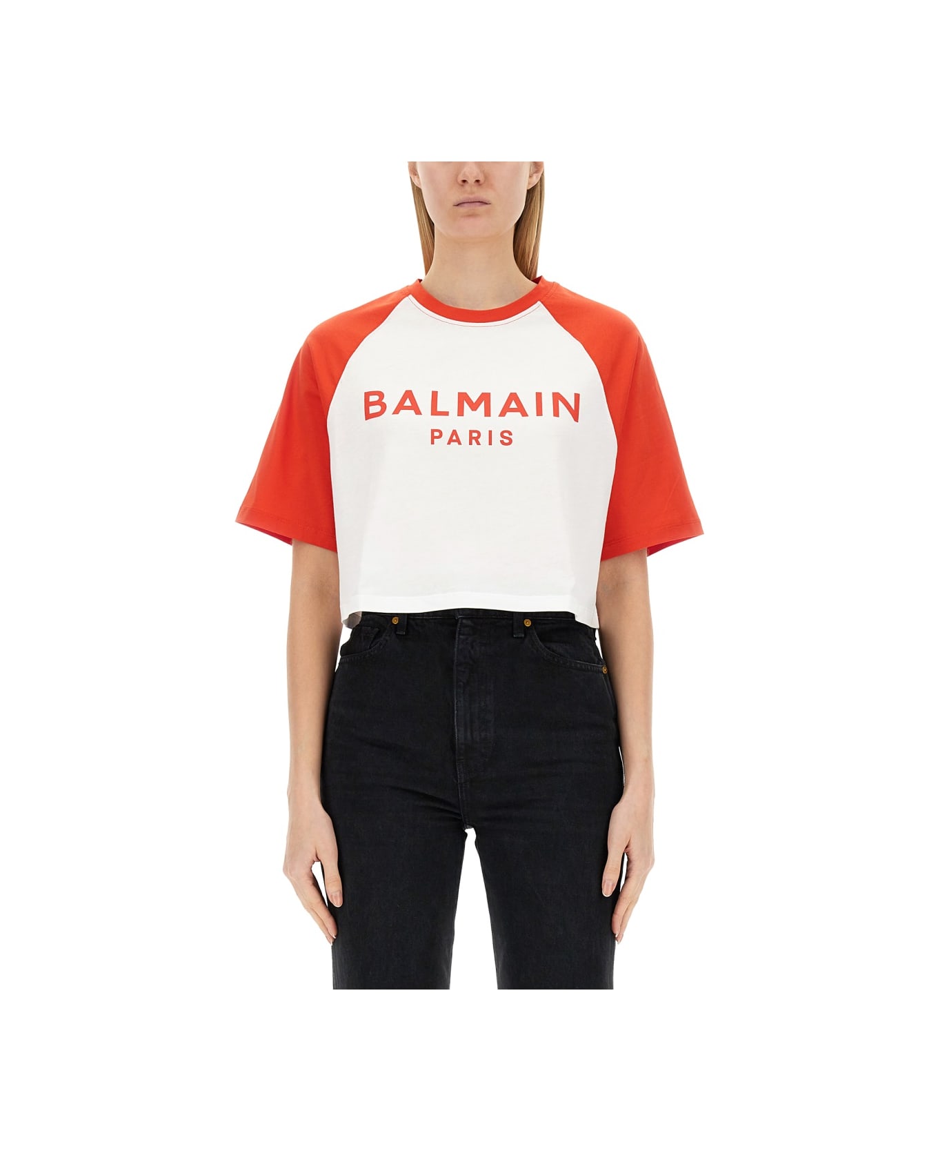 Balmain Cropped T-shirt - FUCHSIA Tシャツ