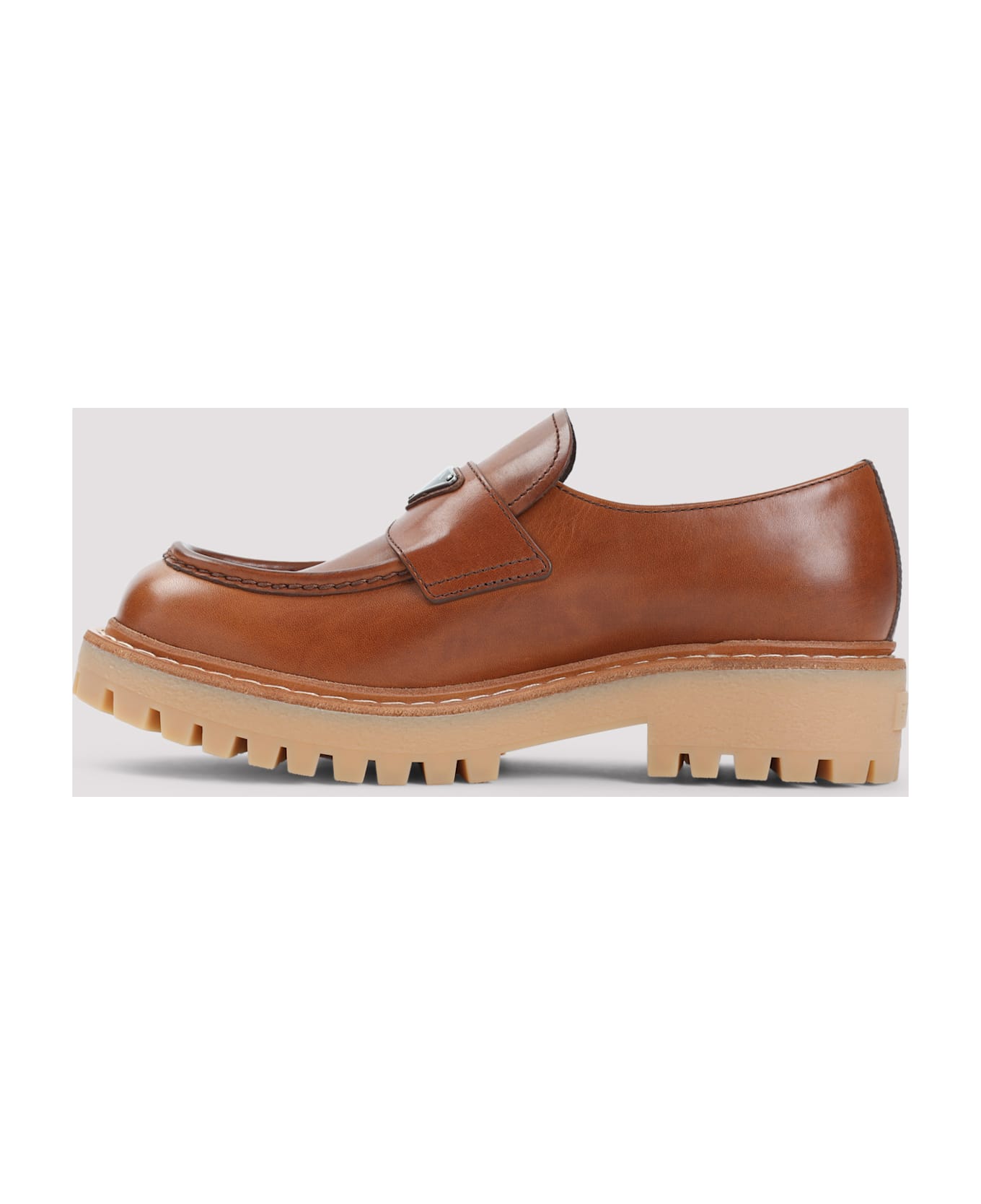 Prada Caramel Leather Loafers - COGNAC