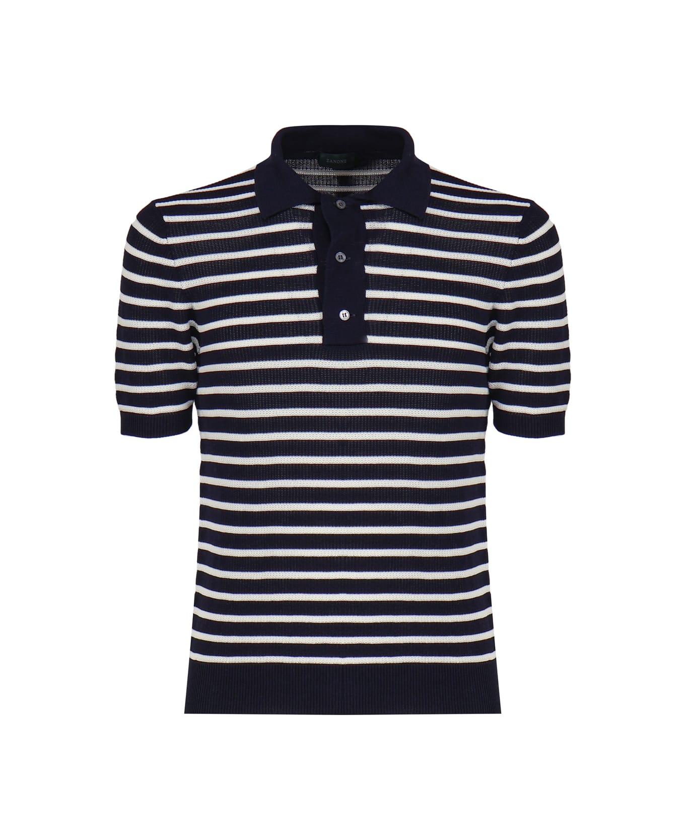 Zanone Cotton Polo T-shirt - Striped blue