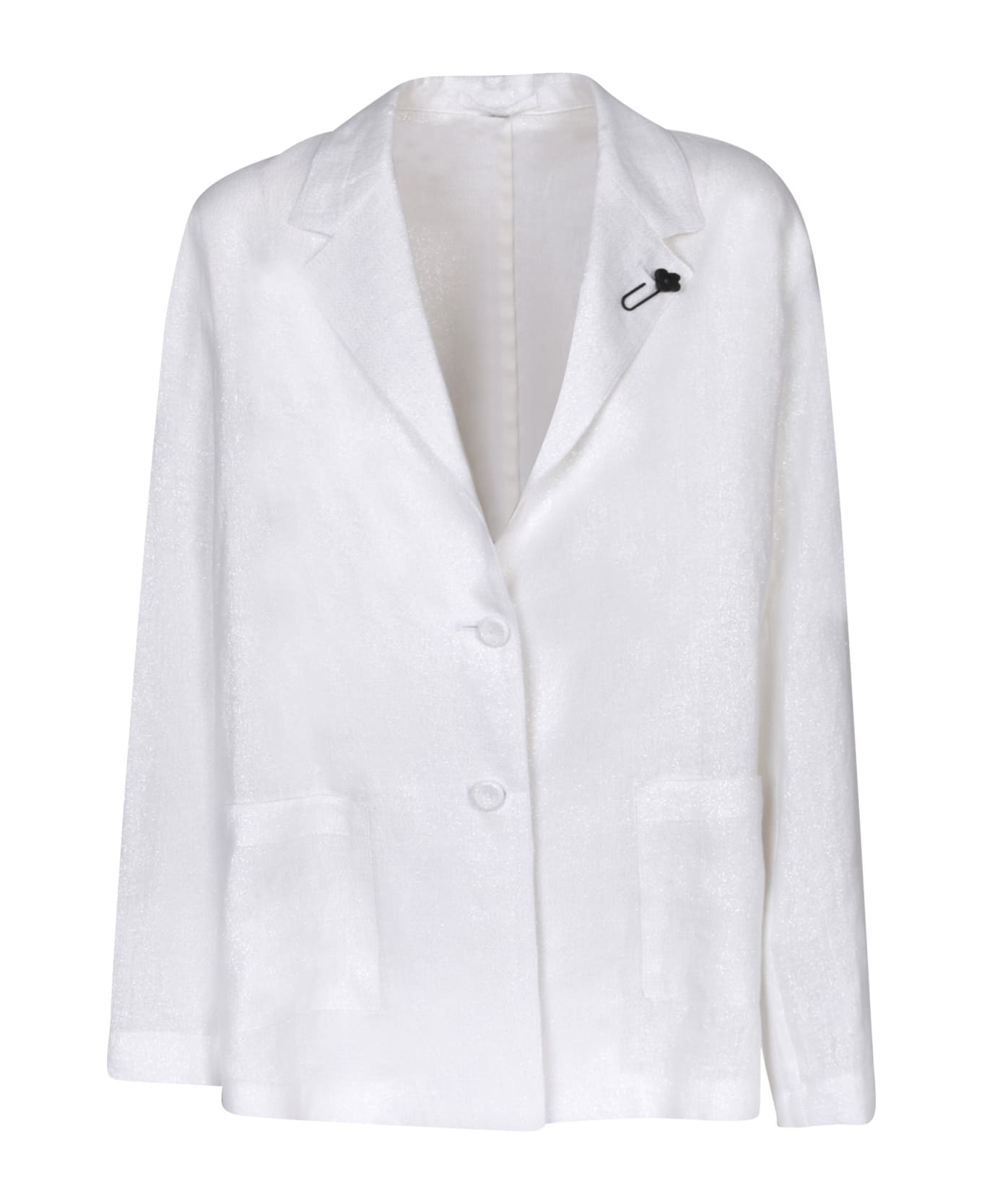 Lardini White Linen Lurex Overshirt - White ブレザー