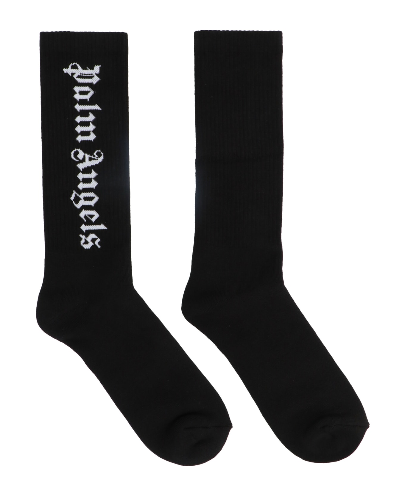 Palm Angels 'vertical Logo' Socks - White/Black