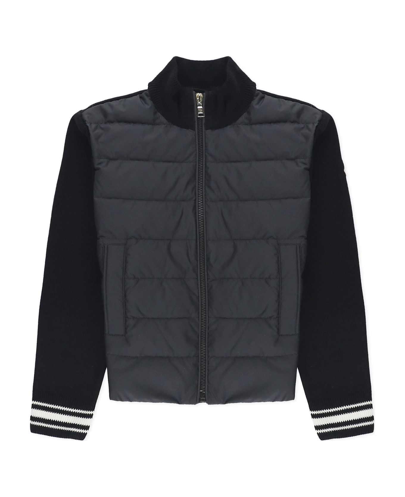 Moncler Padded Cardigan With Logo - Black