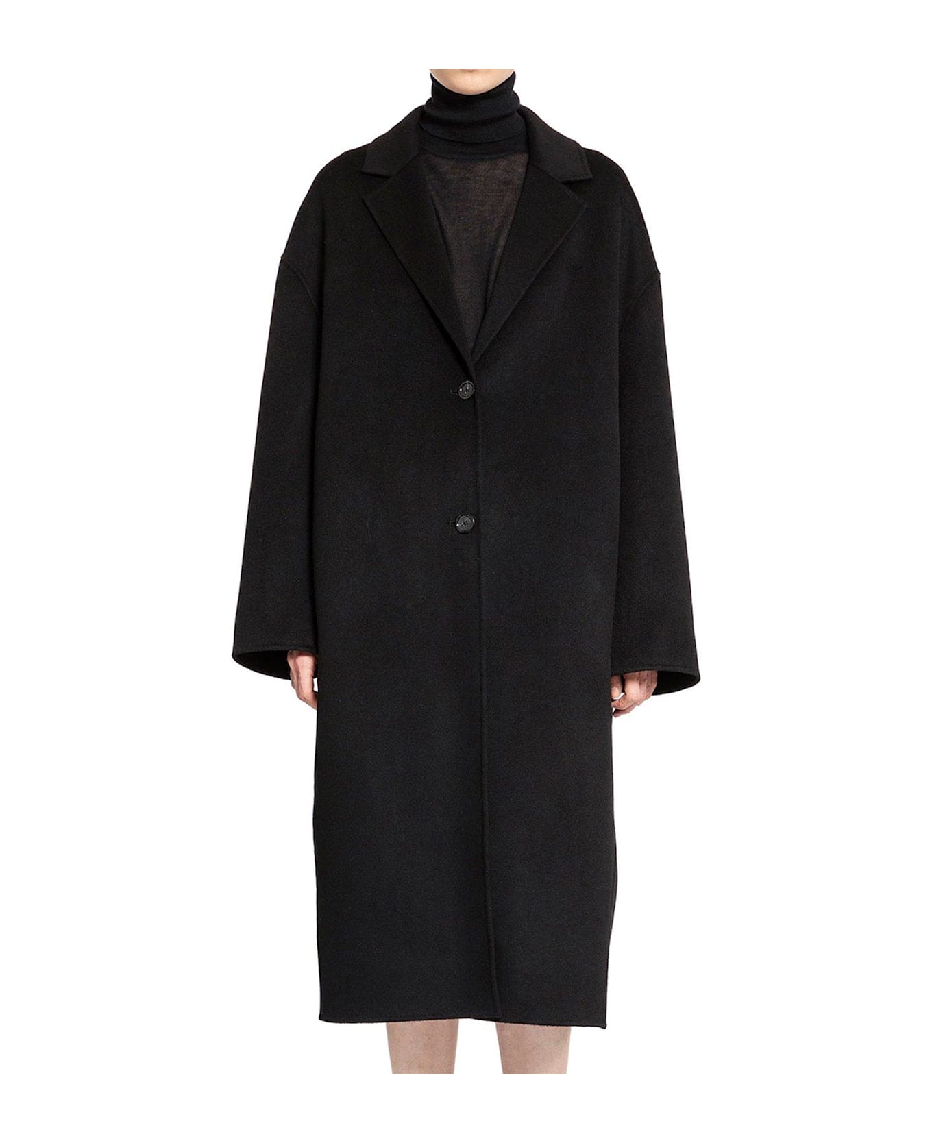 Totême Broad Double-breasted Midi Coat - 001 BLACK