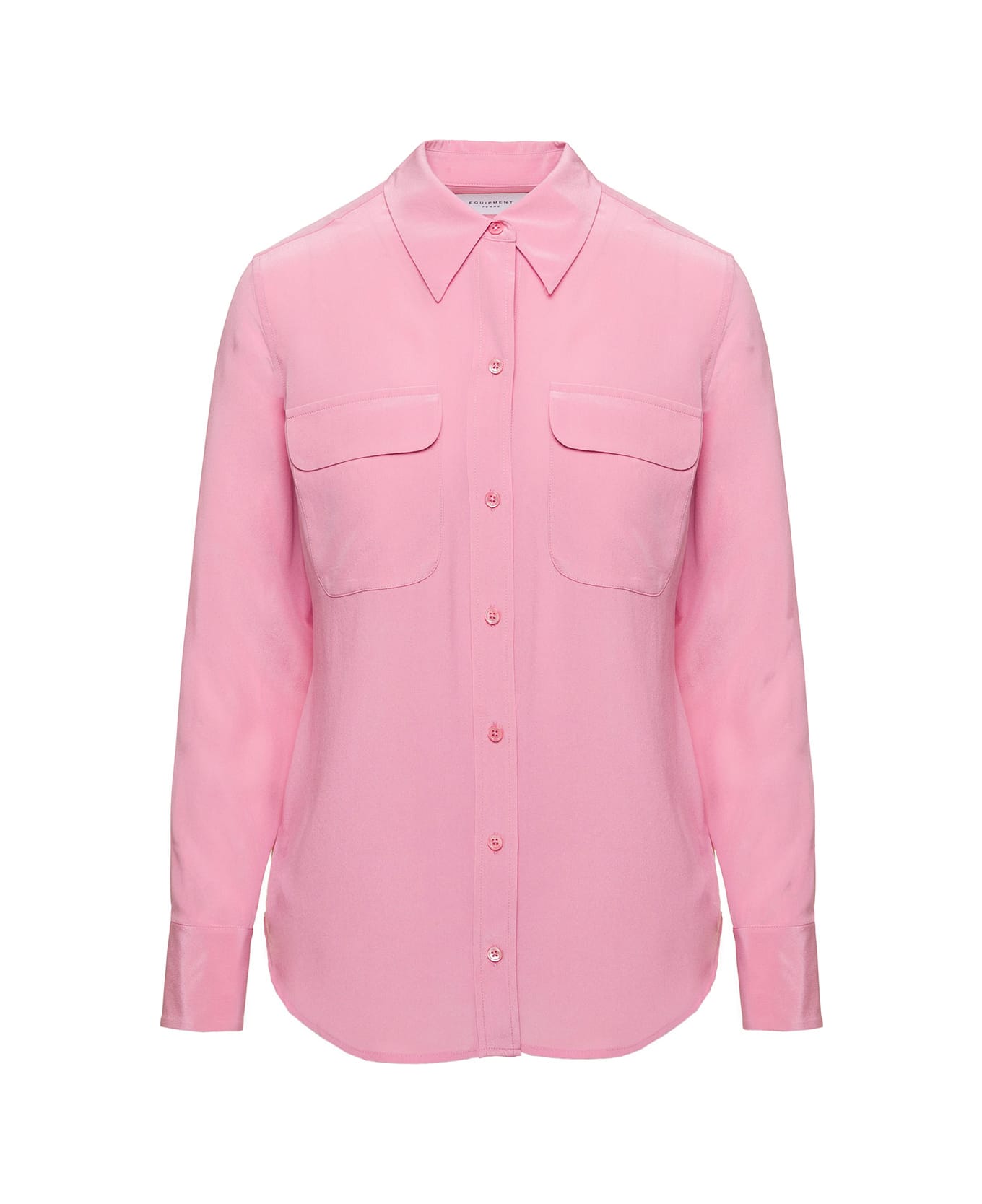 Equipment Pink Shirt With Patch Pockets With Flap In Silk Woman - Wild Rose