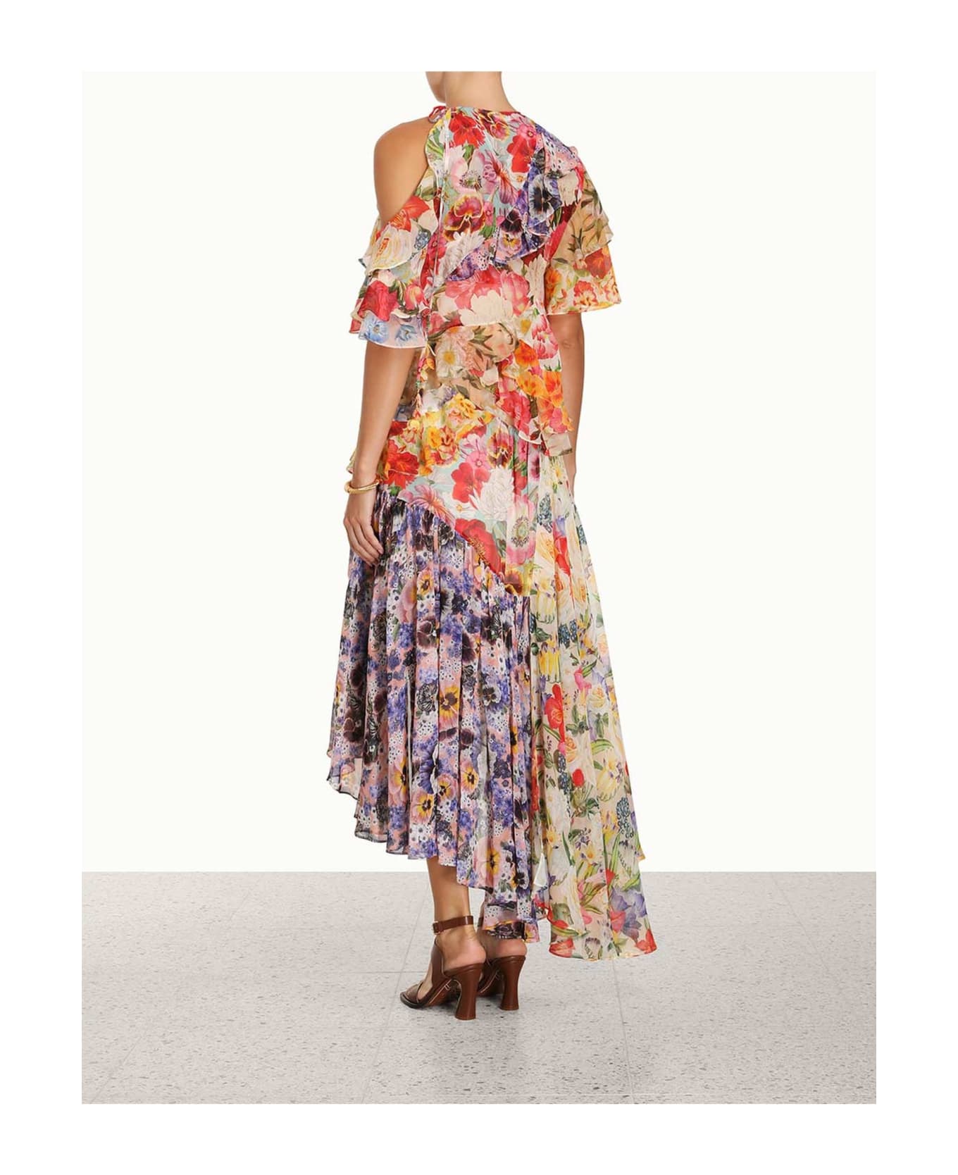 Zimmermann Wonderland Flounce Dress In Spliced Floral - Spliced Floral